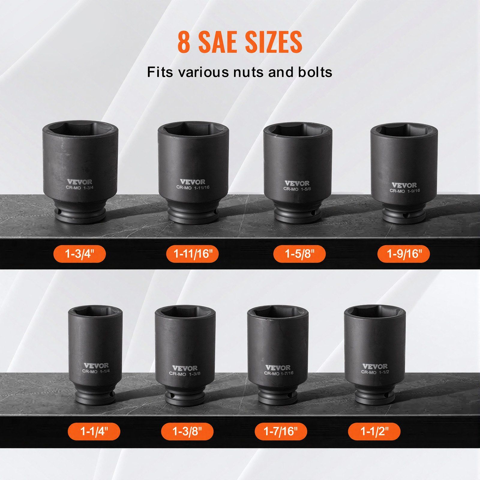 Axle Nut Impact Socket Set, 1/2