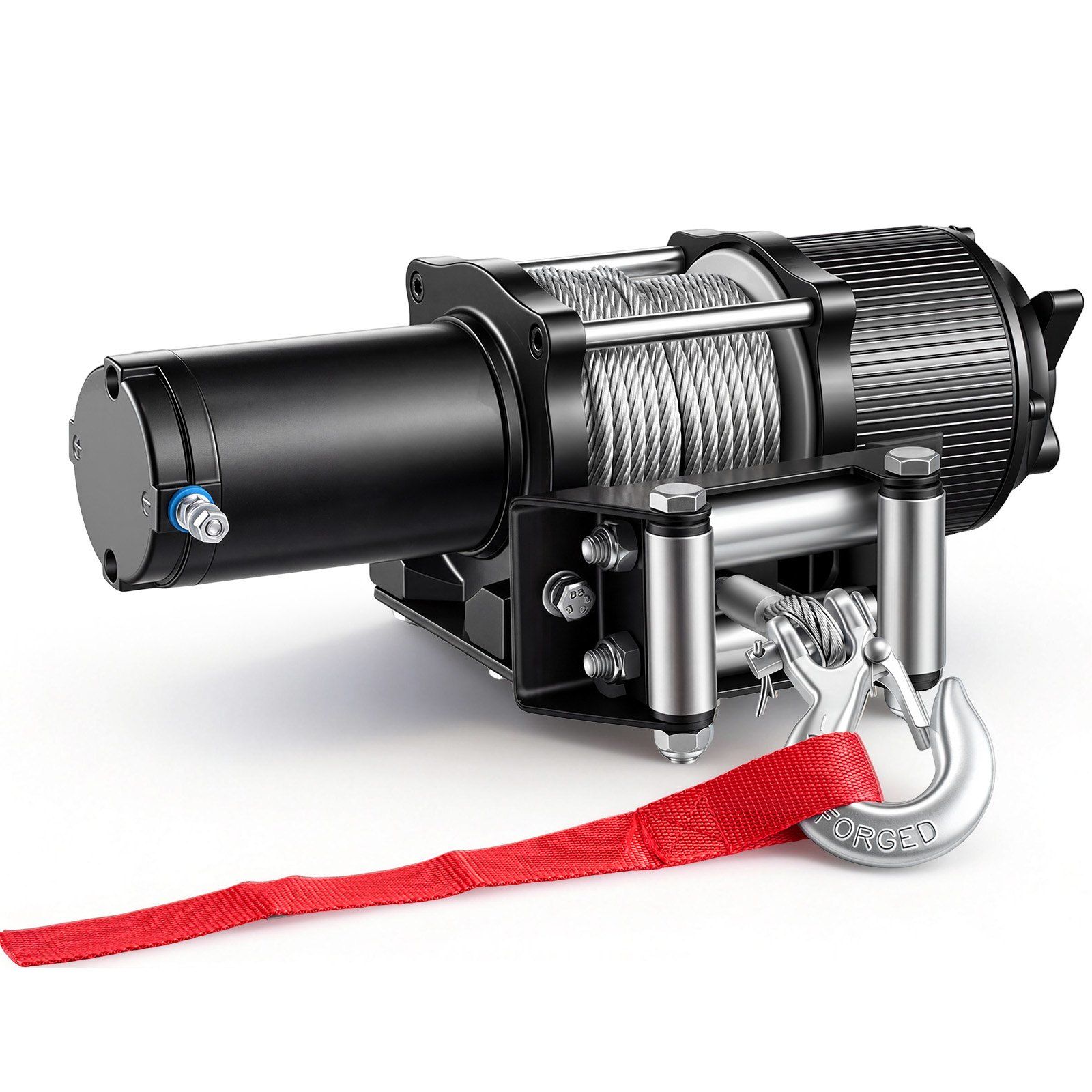 2041 kg Electric Winch, 12V DC ATV/UTV Winch with Φ6 mm x 12 m Steel Wire Rope, Wireless & Wired Remote Control, IP54 Waterproof, Roller Fairlead Mount Plate for Towing ATV UTV Off-Road - Image 1