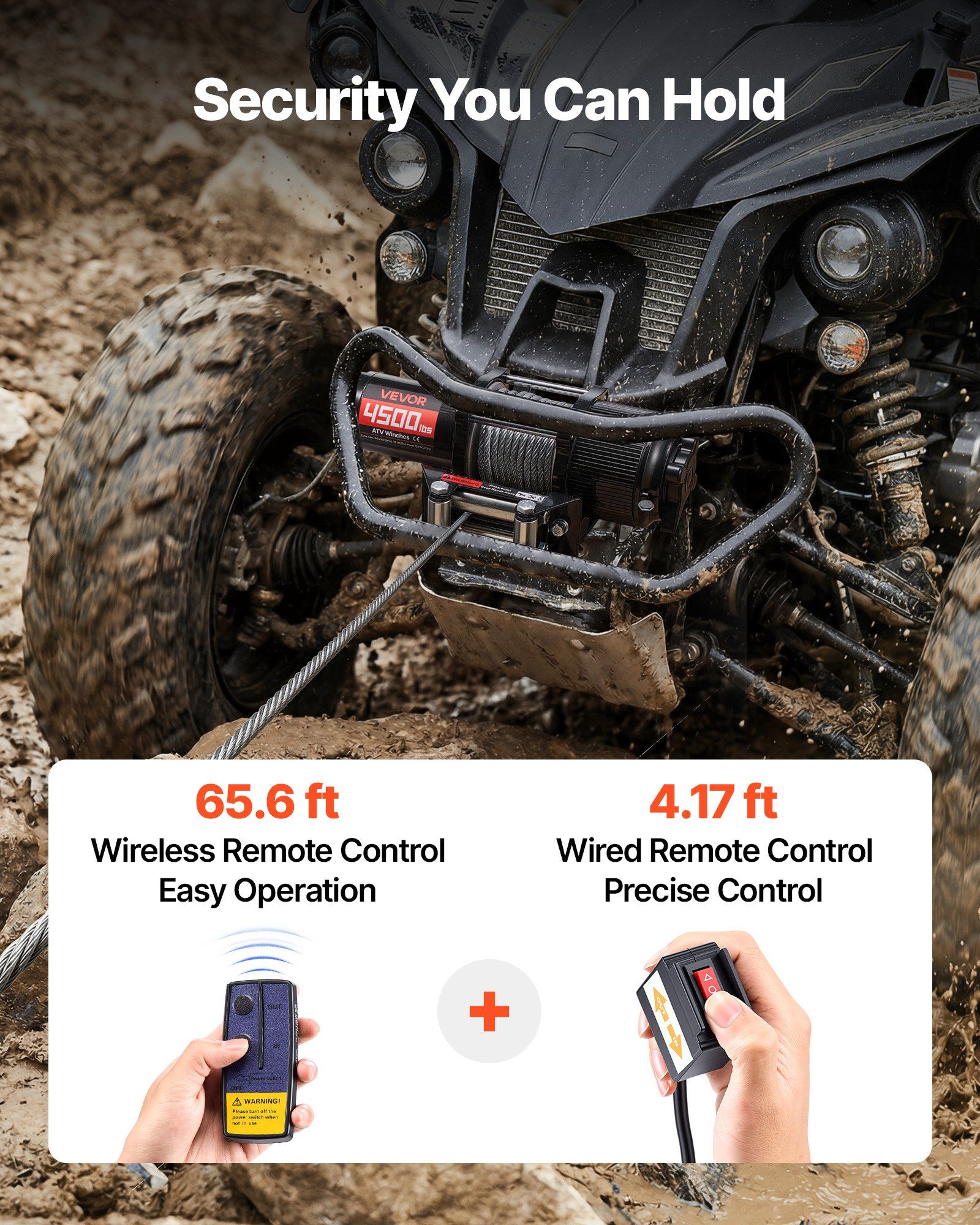 2041 kg Electric Winch, 12V DC ATV/UTV Winch with Φ6 mm x 12 m Steel Wire Rope, Wireless & Wired Remote Control, IP54 Waterproof, Roller Fairlead Mount Plate for Towing ATV UTV Off-Road - Image 4