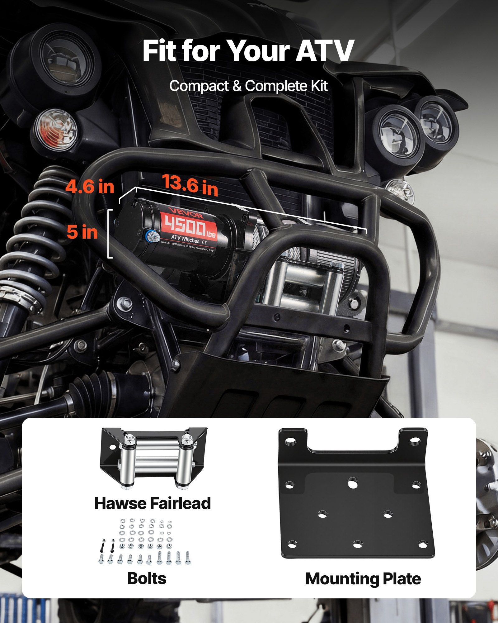 2041 kg Electric Winch, 12V DC ATV/UTV Winch with Φ6 mm x 12 m Steel Wire Rope, Wireless & Wired Remote Control, IP54 Waterproof, Roller Fairlead Mount Plate for Towing ATV UTV Off-Road - Image 5