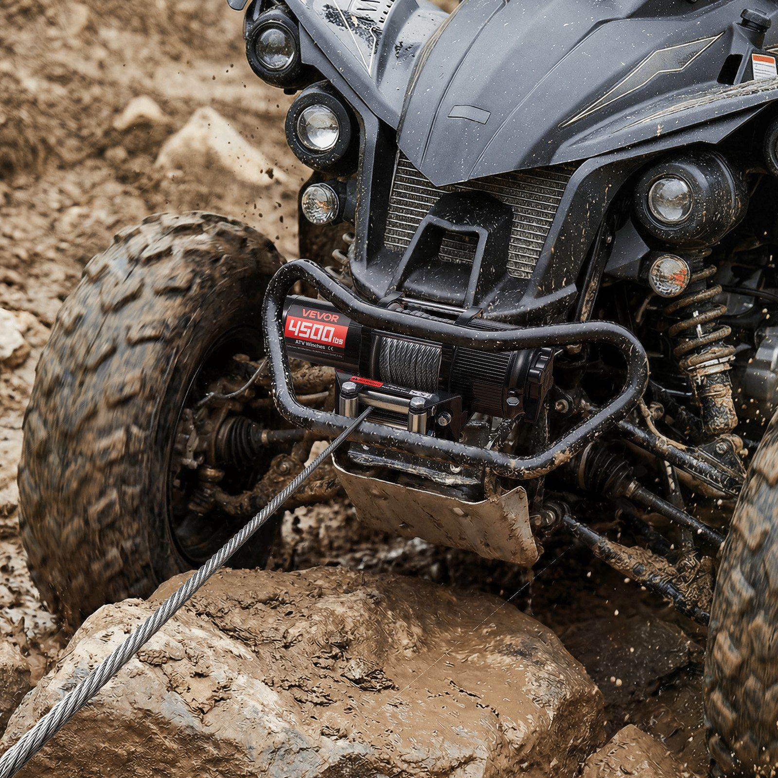 2041 kg Electric Winch, 12V DC ATV/UTV Winch with Φ6 mm x 12 m Steel Wire Rope, Wireless & Wired Remote Control, IP54 Waterproof, Roller Fairlead Mount Plate for Towing ATV UTV Off-Road - Image 8