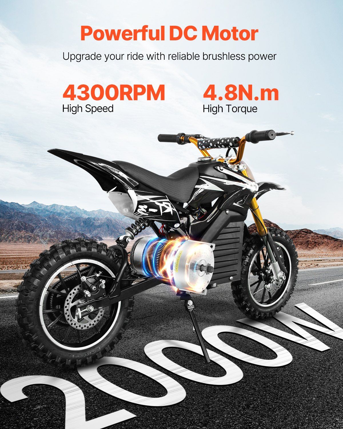 2000W Electric Brushless DC Motor Kit - 48V 4300rpm Motor with Upgraded Speed Controller and Throttle Grip Kit for Go Karts E-Bike Motorcycle Scooter DIY - Image 2