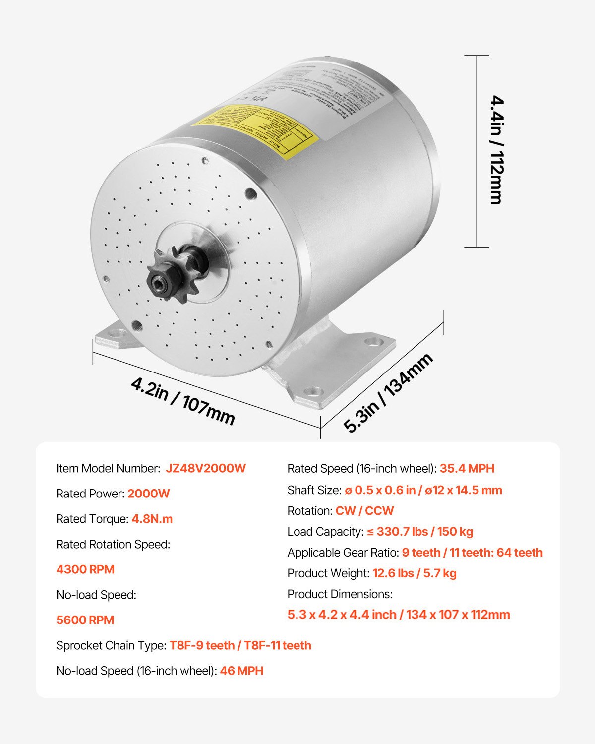 2000W Electric Brushless DC Motor Kit - 48V 4300rpm Motor with Upgraded Speed Controller and Throttle Grip Kit for Go Karts E-Bike Motorcycle Scooter DIY - Image 7