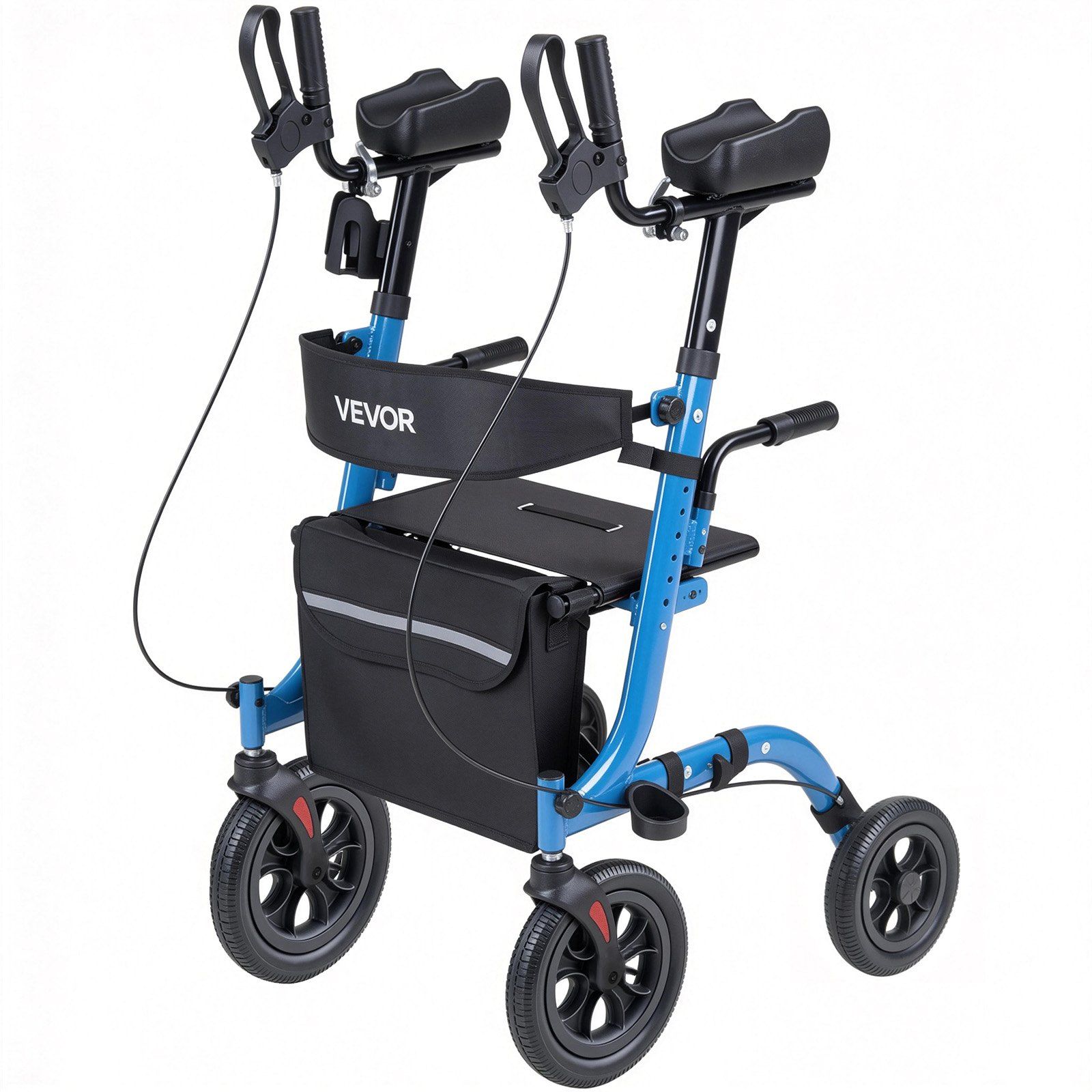Rollator Walker with Seat for Seniors, Foldable Rolling Walker, Lightweight Aluminum Mobility Walking Aid with PU Solid Wheels, Adjustable Handle, Storage Bag, Cup/Cane Holder - Supports 136kg - Image 1