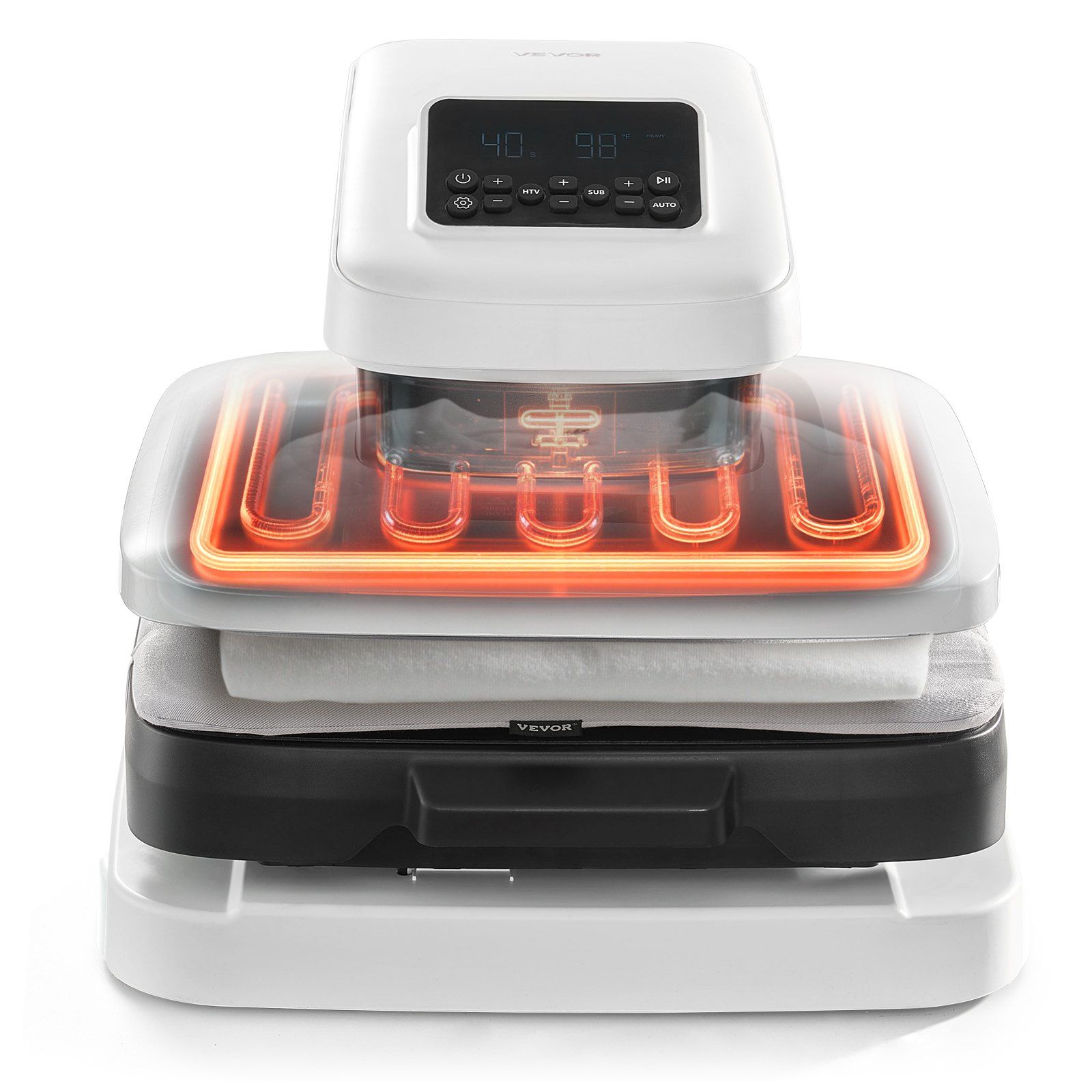 Auto Heat Press Machine, 38 x 38 cm, T-Shirt Press Machine with Auto Release and Adjustable Pressure, Digital Display, Rapid Heating, for Sublimation, Vinyl, Heat Transfer Projects, White - Image 1