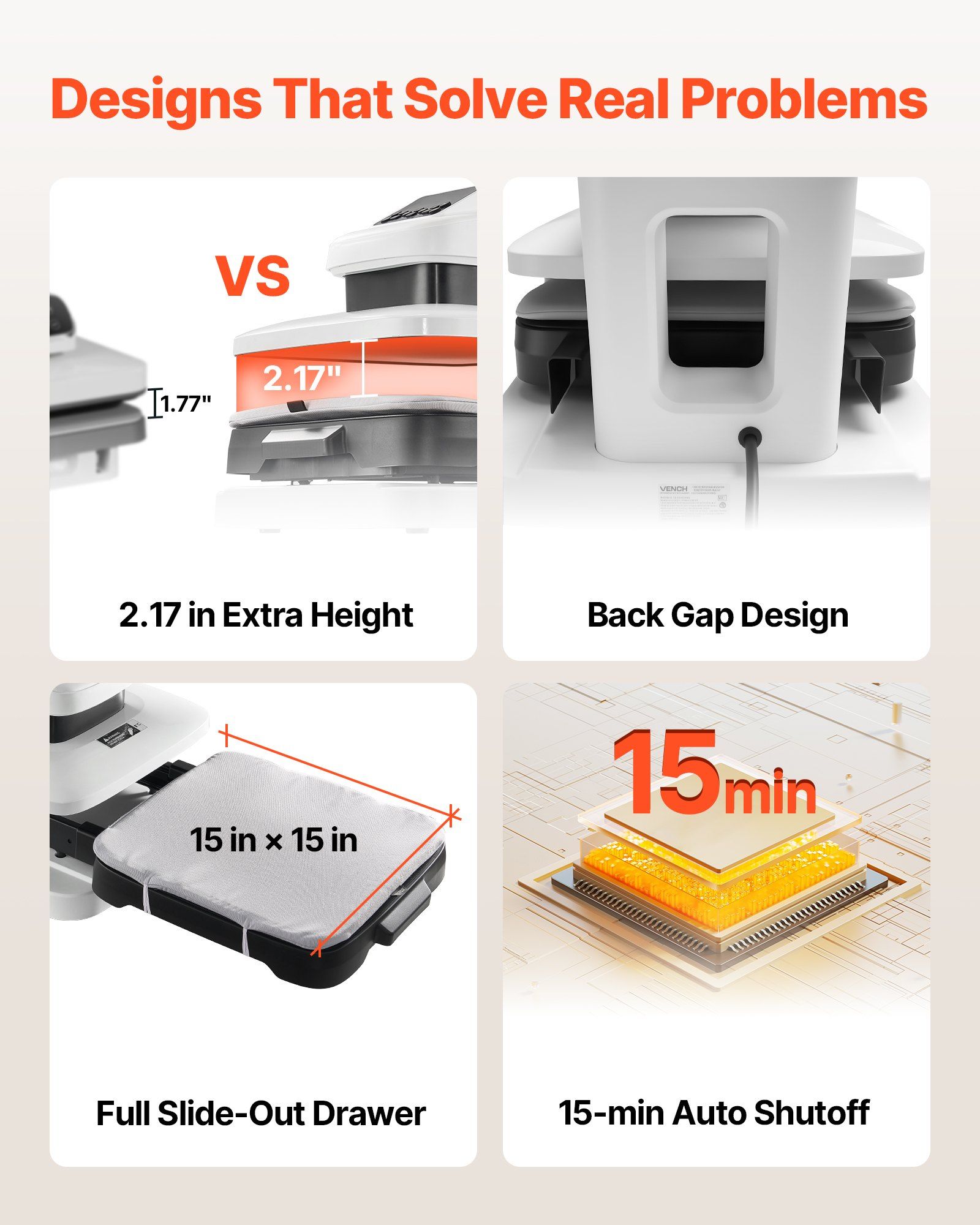 Auto Heat Press Machine, 38 x 38 cm, T-Shirt Press Machine with Auto Release and Adjustable Pressure, Digital Display, Rapid Heating, for Sublimation, Vinyl, Heat Transfer Projects, White - Image 7