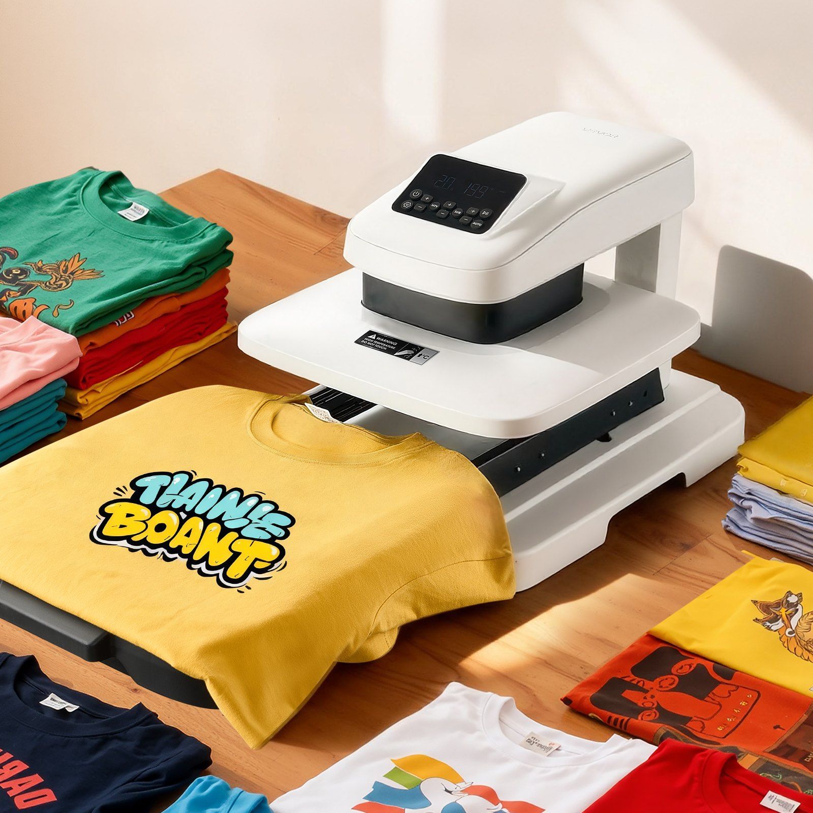 Auto Heat Press Machine, 38 x 38 cm, T-Shirt Press Machine with Auto Release and Adjustable Pressure, Digital Display, Rapid Heating, for Sublimation, Vinyl, Heat Transfer Projects, White - Image 8