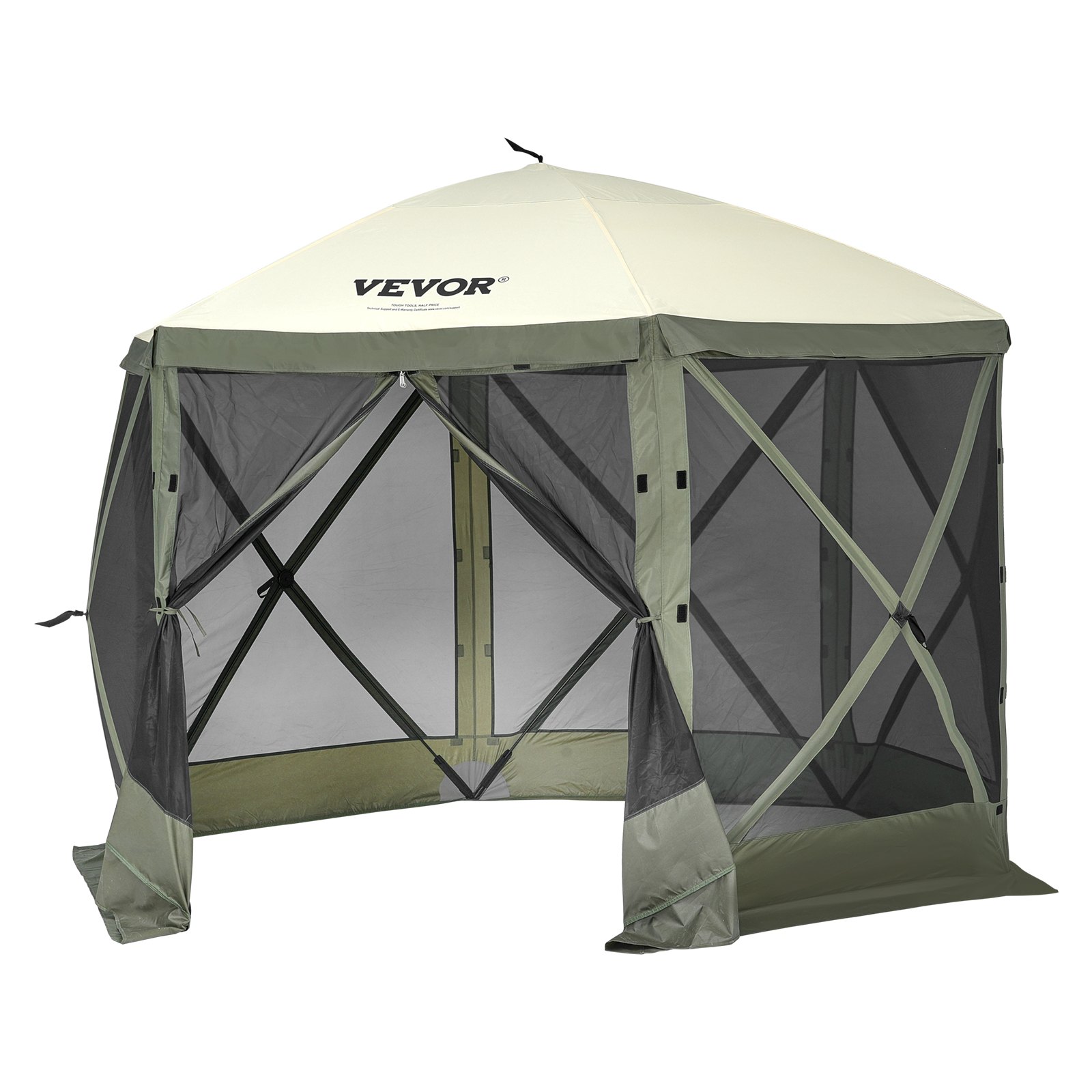 Pop Up Gazebo Tent, Pop-Up Screen Tent 6 Sided Canopy Sun Shelter with 6 Removable Privacy Wind Cloths & Mesh Windows, 10x10FT Quick Set Screen Tent with Mosquito Netting, Army Green - Image 1