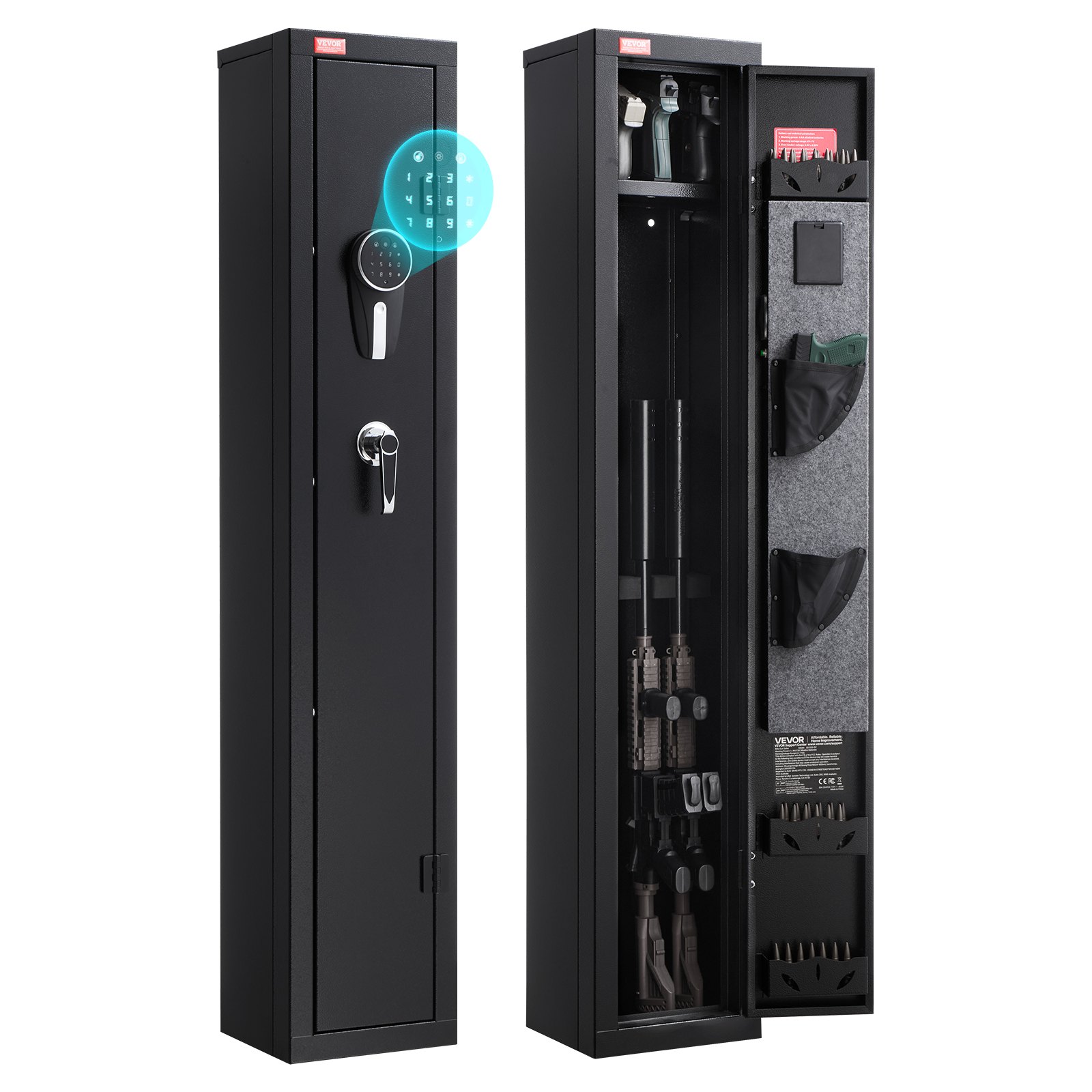 Gun Safe, Heavy Duty Cold-Rolled Steel Fireproof Rifle Cabinet with Digital Keypad & Key, Large Long Gun Cabinet with Magazine and LED Lighting, Adjustable Racks for Rifles, Pistols, Shotgun - Image 1
