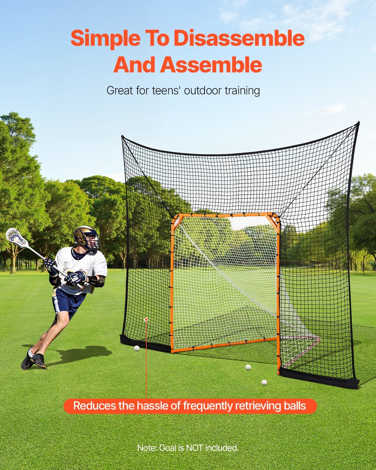Hockey and Lacrosse Goal Backstop, 12x9 ft Lacrosse Net with Extended Coverage, Quick Easy Setup Complete Accessories Training Net, Backyard Lacrosse Equipment, for Youth Adult (NET ONLY) - Image 2