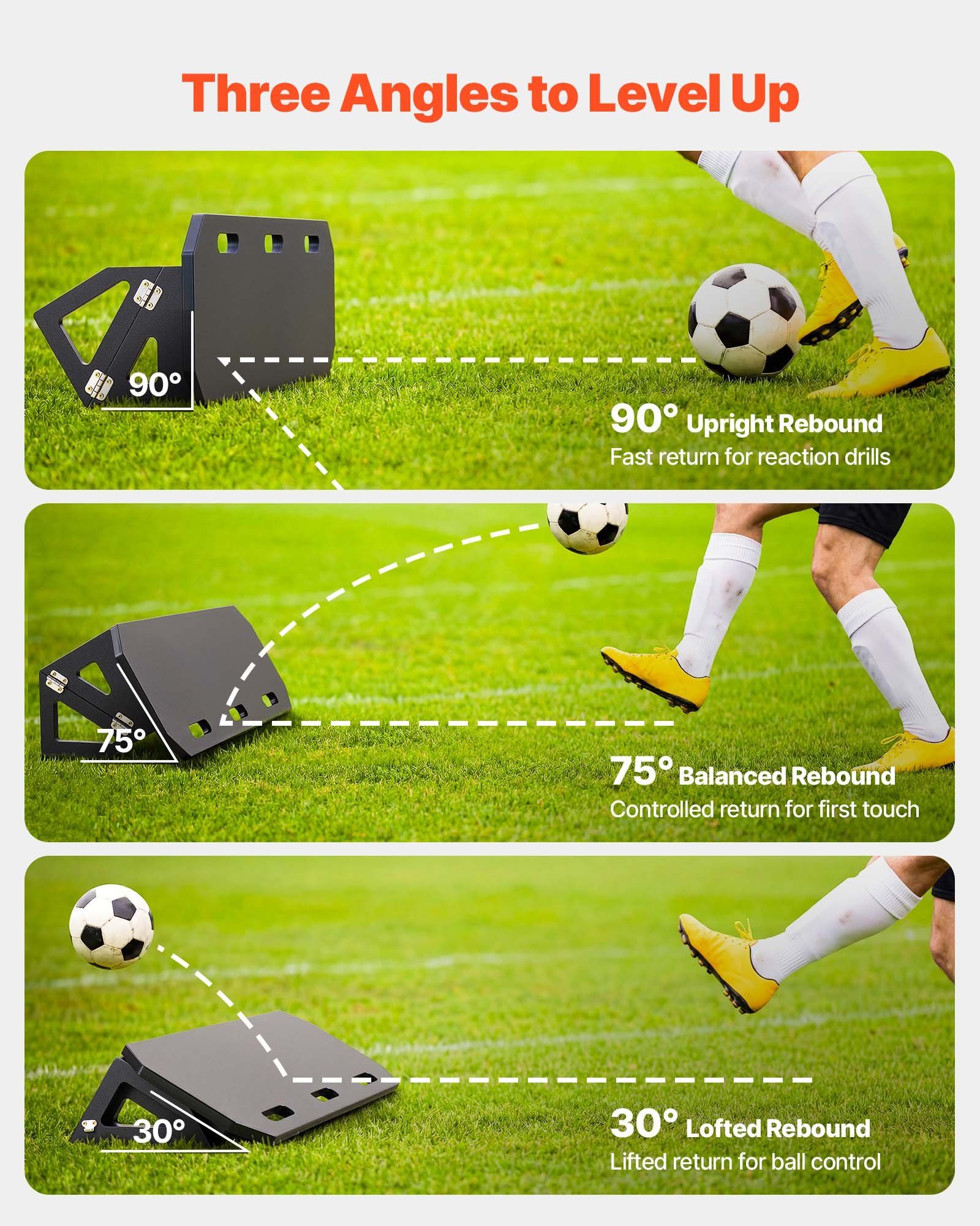 Soccer Rebounder Board, 1000 x 300 mm Portable Soccer Rebound Wall, HDPE Sports Kick Back Trainer, 3 Adjustable Angles, Easy Setup Ball Practice Training Equipment for Passing & Reaction Skills - Image 3