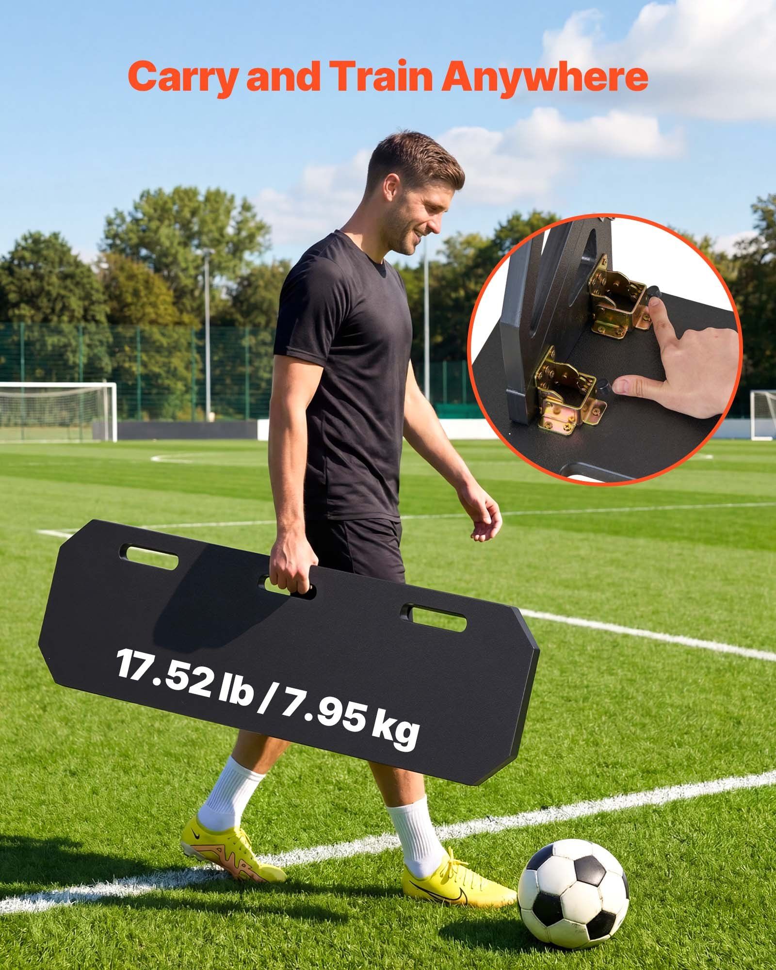Soccer Rebounder Board, 1000 x 300 mm Portable Soccer Rebound Wall, HDPE Sports Kick Back Trainer, 3 Adjustable Angles, Easy Setup Ball Practice Training Equipment for Passing & Reaction Skills - Image 6