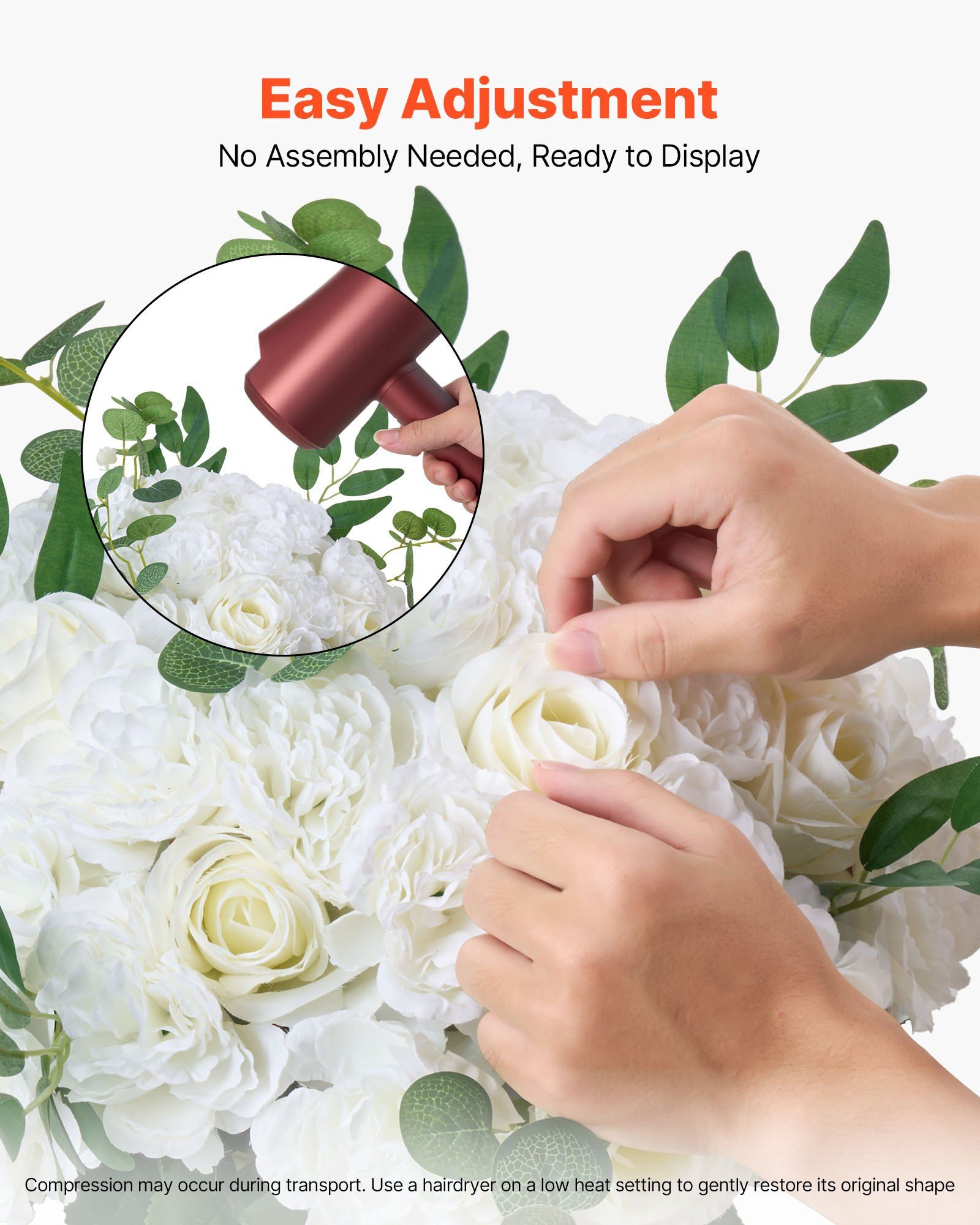 Flower Balls Arrangement Bouquet 10 PCS, 450 mm Diameter Artificial Flower Balls Wedding White Roses Centerpieces, Faux Flowers Arrangements for Wedding Centerpiece Home Table Decorations - Image 5