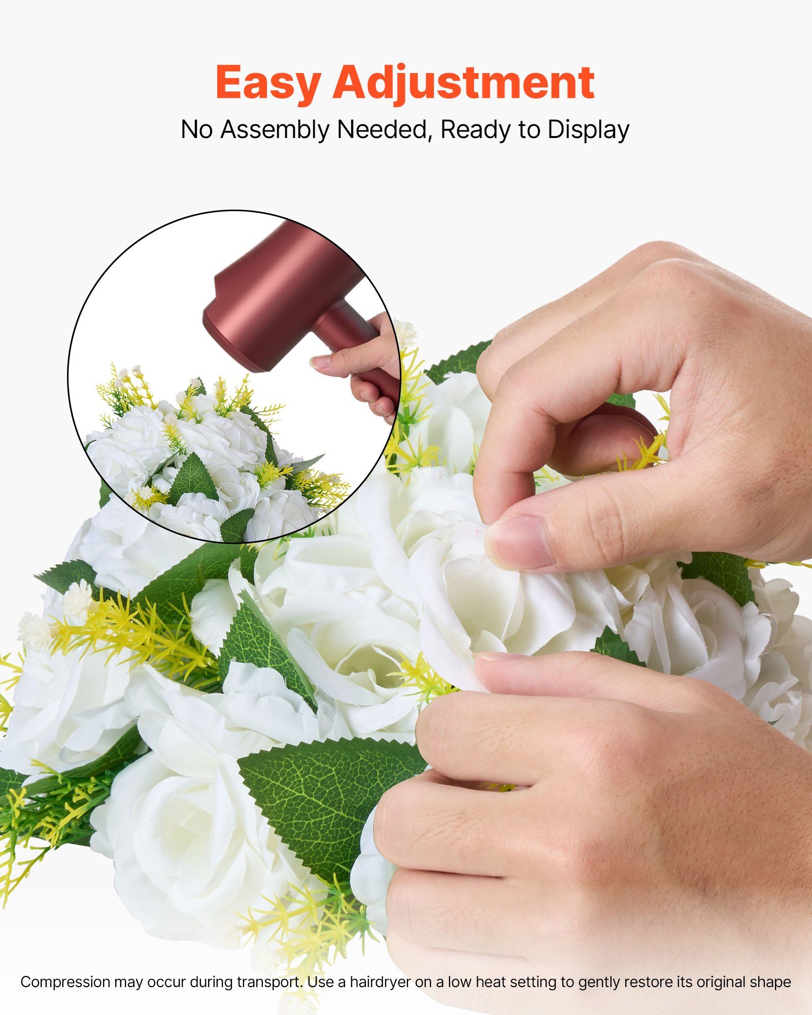 Flower Balls Arrangement Bouquet 10 PCS, 240 mm Diameter Artificial Flower Balls Wedding Rose Centerpieces, Faux Flowers Arrangements for Wedding Centerpiece Home Table Decorations, White - Image 5
