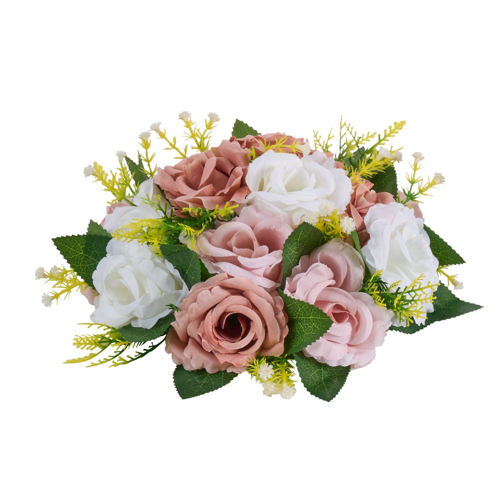 Flower Ball Arrangement Bouquet 10PCS, 240 mm Diameter Artificial Flower Balls Wedding Table Centerpieces, Faux Rose Arrangements for Wedding Centerpiece Home Decoration, Pink and White Roses - Image 1