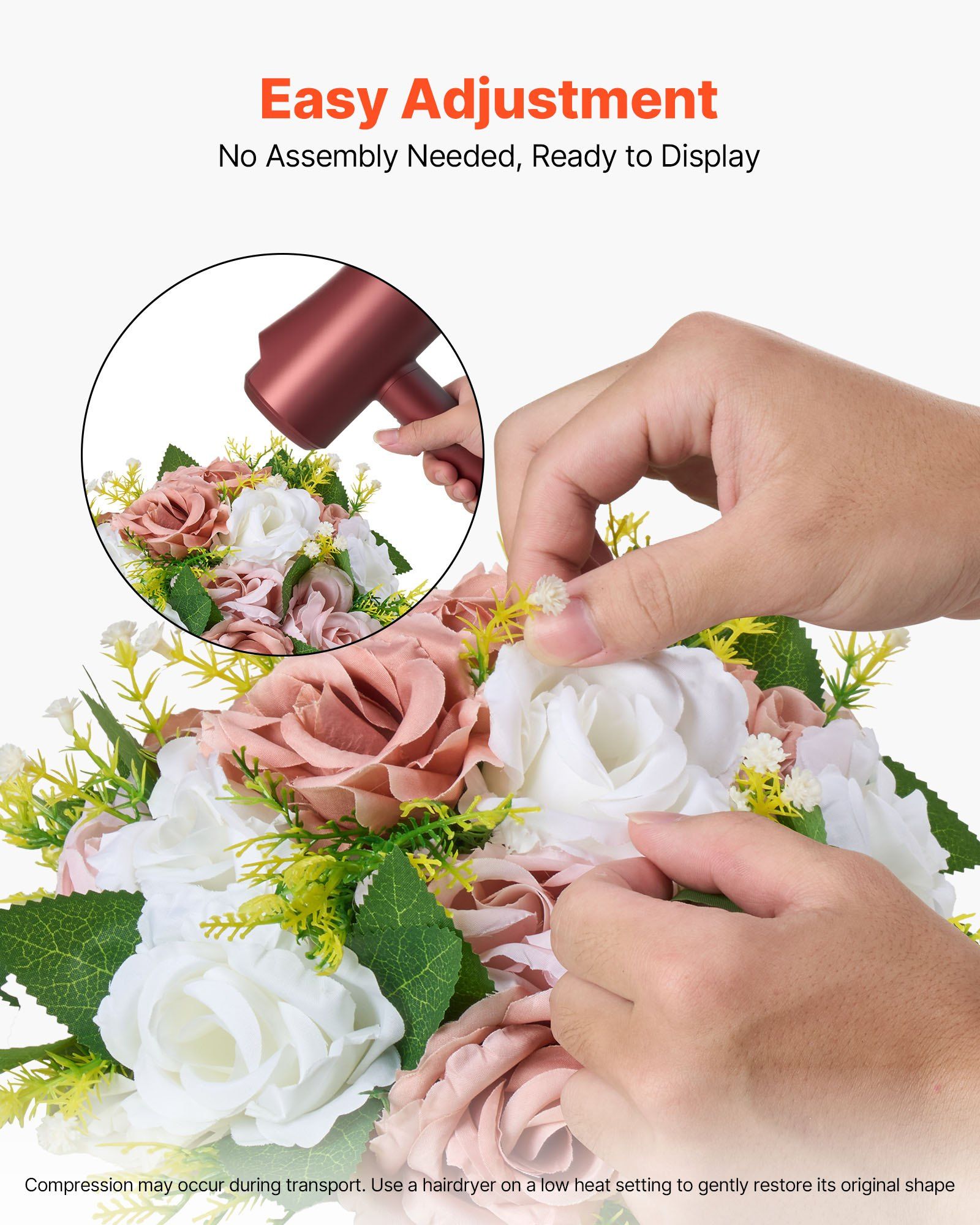 Flower Ball Arrangement Bouquet 10PCS, 240 mm Diameter Artificial Flower Balls Wedding Table Centerpieces, Faux Rose Arrangements for Wedding Centerpiece Home Decoration, Pink and White Roses - Image 5
