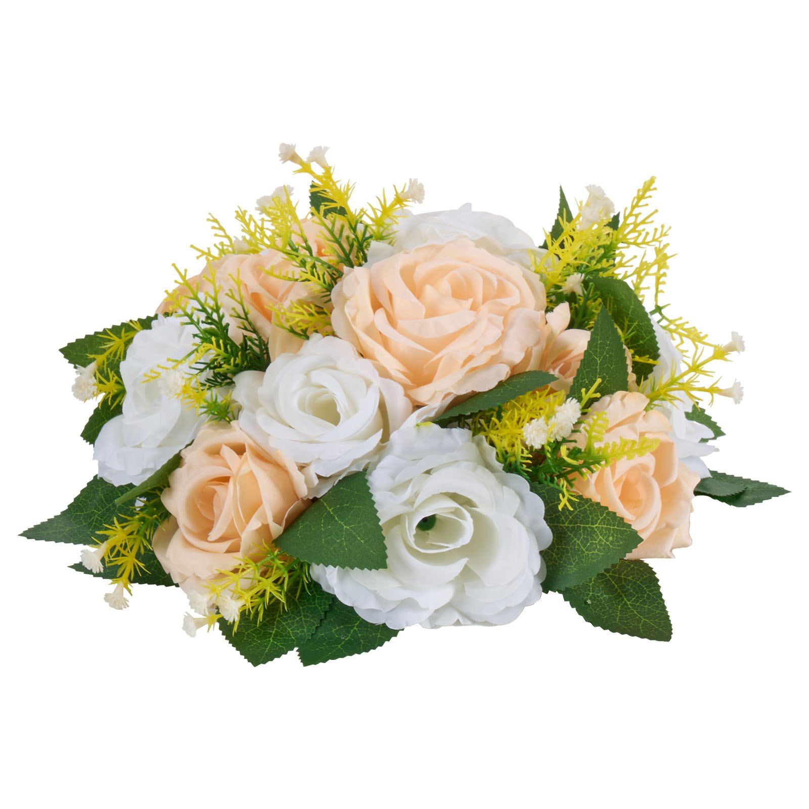 Flower Ball Arrangement Bouquet 10 PCS, 240 mm Diameter Artificial Flower Balls Wedding Table Centerpieces, Rose Arrangements for Wedding Centerpiece Home Decoration, Champagne & White Roses - Image 1
