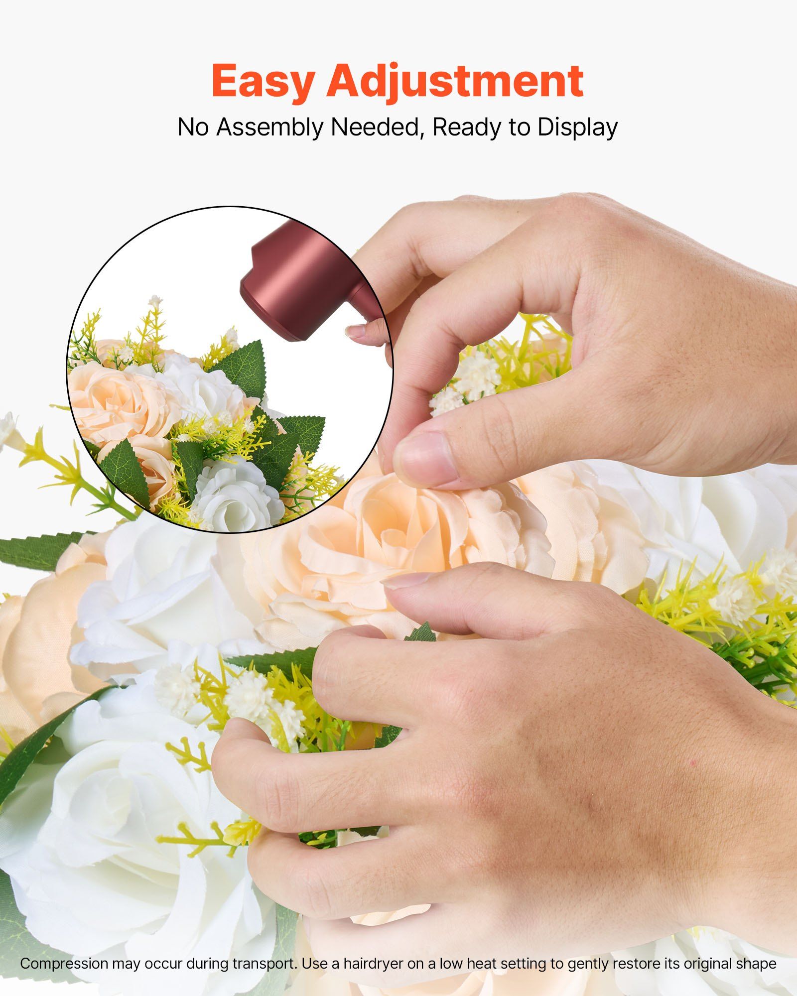Flower Ball Arrangement Bouquet 10 PCS, 240 mm Diameter Artificial Flower Balls Wedding Table Centerpieces, Rose Arrangements for Wedding Centerpiece Home Decoration, Champagne & White Roses - Image 5