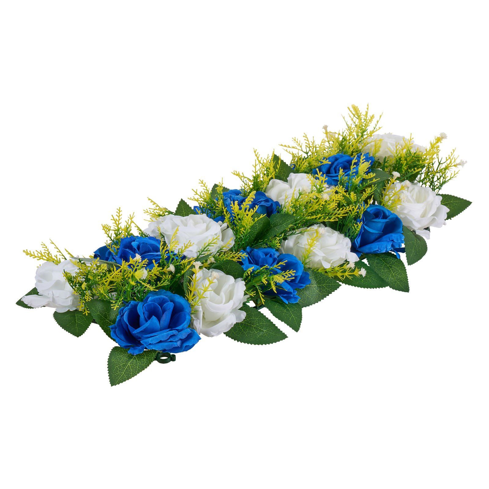 Flower Ball Arrangement Bouquet 10 PCS, 500 x 220 mm Artificial Flower Balls Wedding Table Centerpieces, Faux Rose Arrangements for Wedding Centerpiece Home Decoration, Blue and White Roses - Image 1