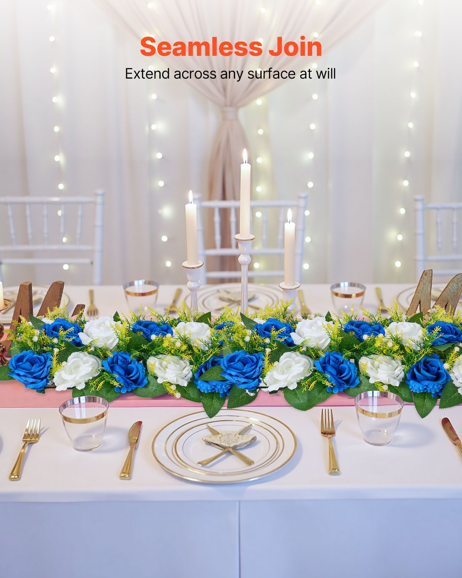 Flower Ball Arrangement Bouquet 10 PCS, 500 x 220 mm Artificial Flower Balls Wedding Table Centerpieces, Faux Rose Arrangements for Wedding Centerpiece Home Decoration, Blue and White Roses - Image 4