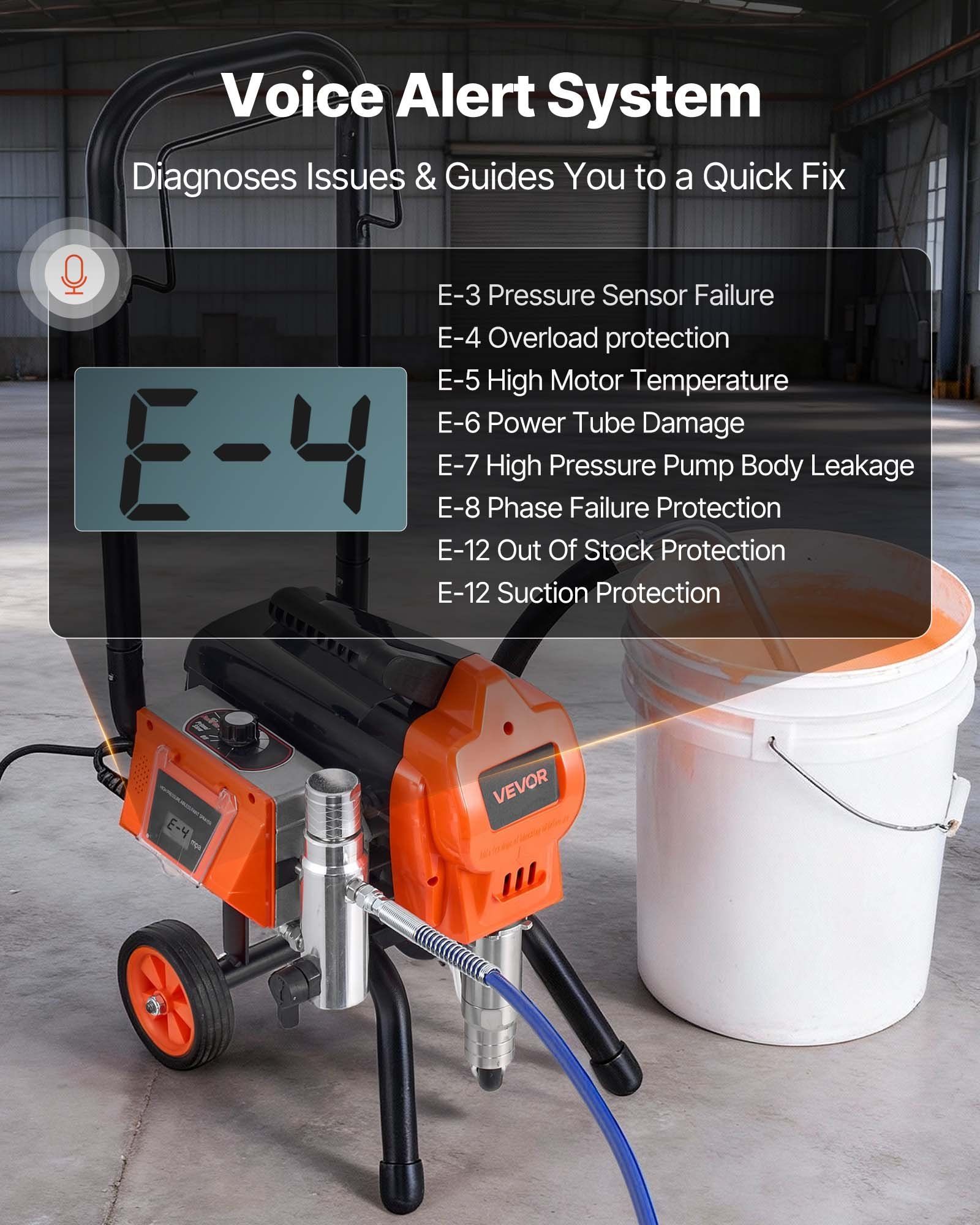 Stand Airless Paint Sprayer, 1500W, 3300PSI High Pressure Airless Sprayer with Cart, Cleaning Brush, Hose, Extension Rod, Nozzles, Electric Spray Paint Machine for Large Apartments, Buildings - Image 3