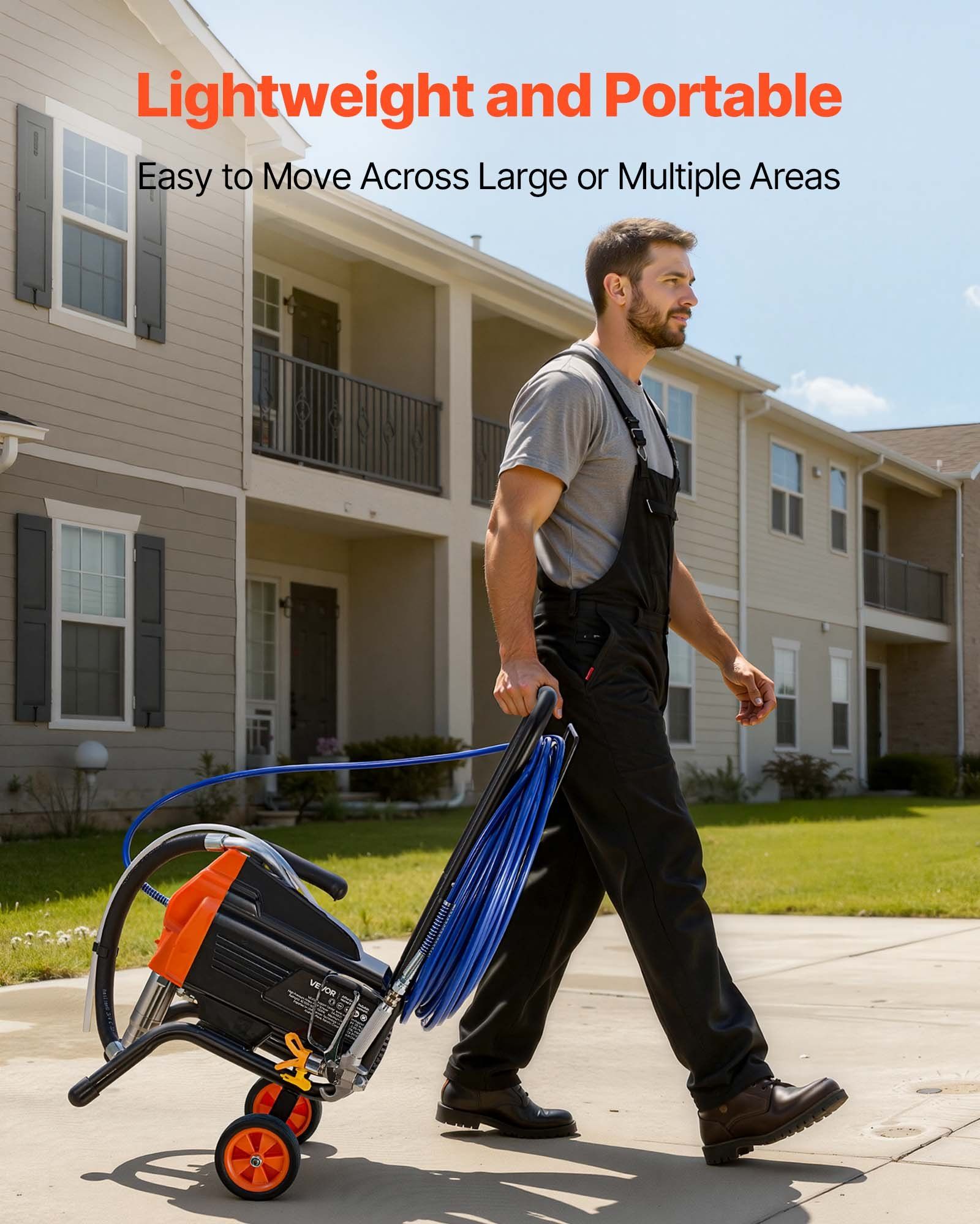 Stand Airless Paint Sprayer, 1500W, 3300PSI High Pressure Airless Sprayer with Cart, Cleaning Brush, Hose, Extension Rod, Nozzles, Electric Spray Paint Machine for Large Apartments, Buildings - Image 7