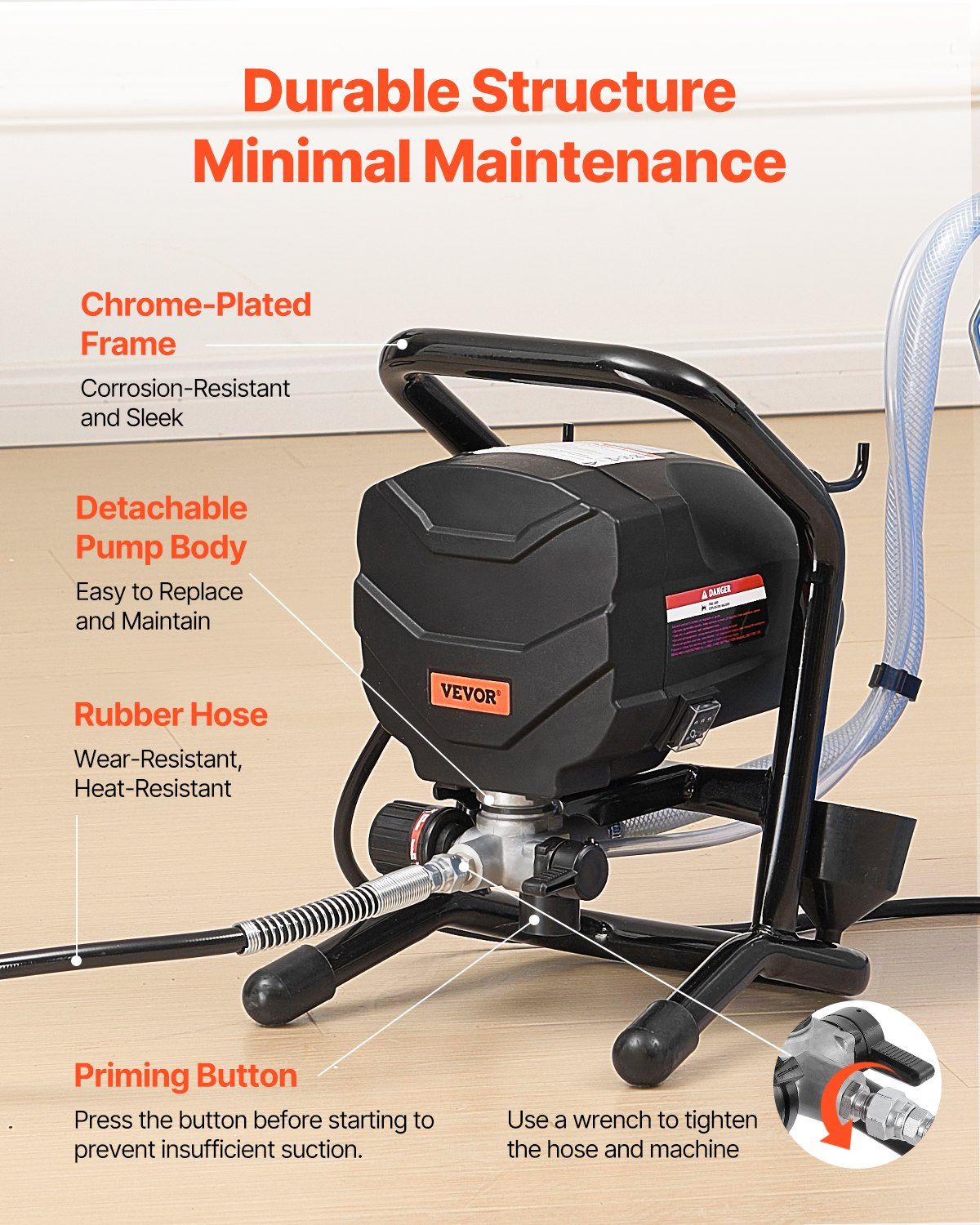 Stand Airless Paint Sprayer, 650W High Efficiency Airless Sprayer, 3000PSI Electric Paint Sprayer Machine Extension Rod and Cleaning Kits for Interior and Exterior Furniture/Fence/Home/House - Image 5