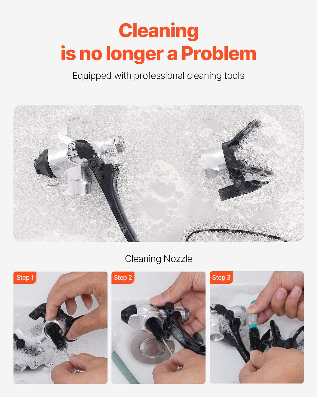 Stand Airless Paint Sprayer, 650W High Efficiency Airless Sprayer, 3000PSI Electric Paint Sprayer Machine Extension Rod and Cleaning Kits for Interior and Exterior Furniture/Fence/Home/House - Image 7