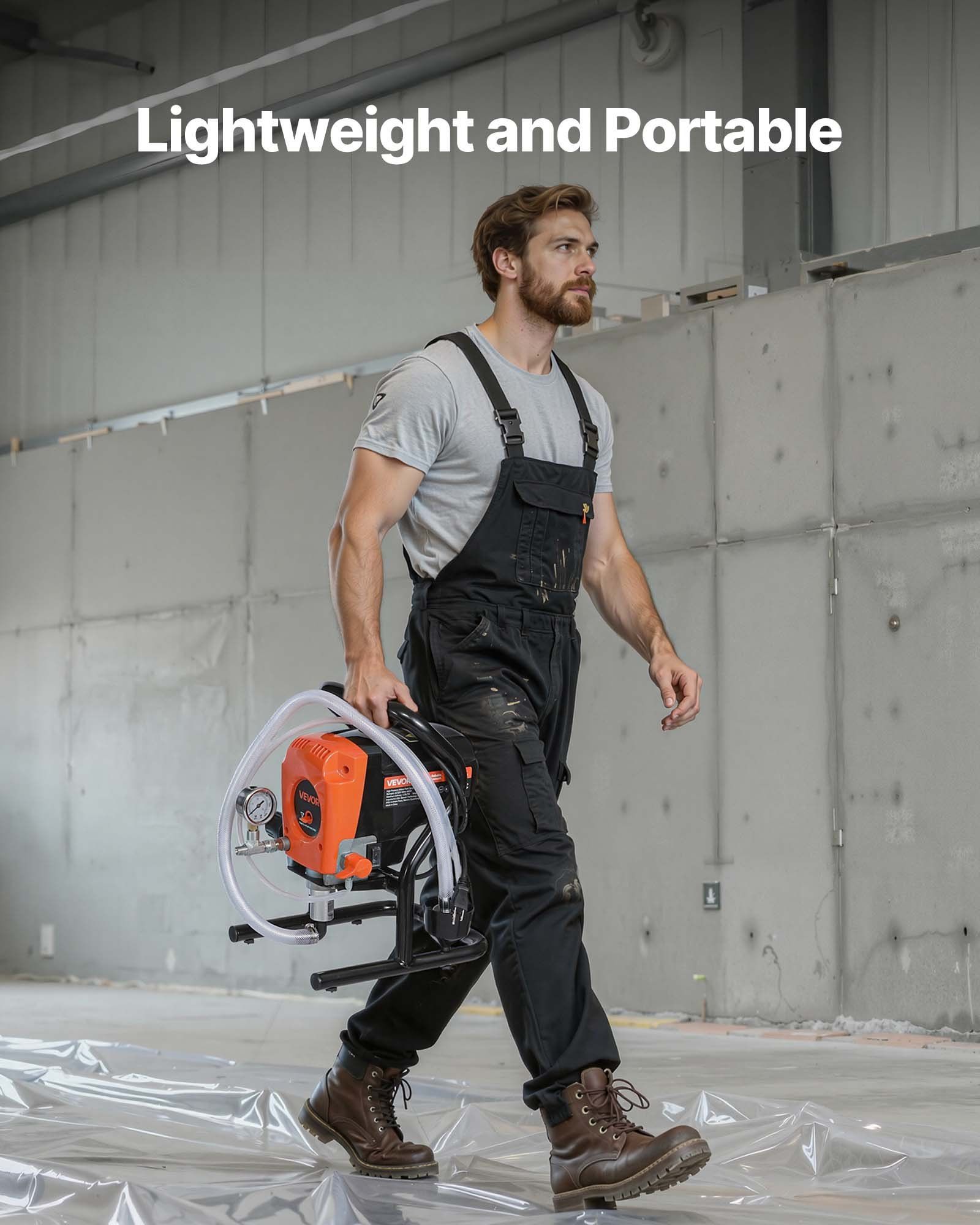 Stand Airless Paint Sprayer, 900W, 3300PSI High Pressure Airless Sprayer, Cleaning Brush, Hose, Extension Rod, Nozzles, Electric Spray Paint Machine for Interior or Exterior of House, Fence - Image 7