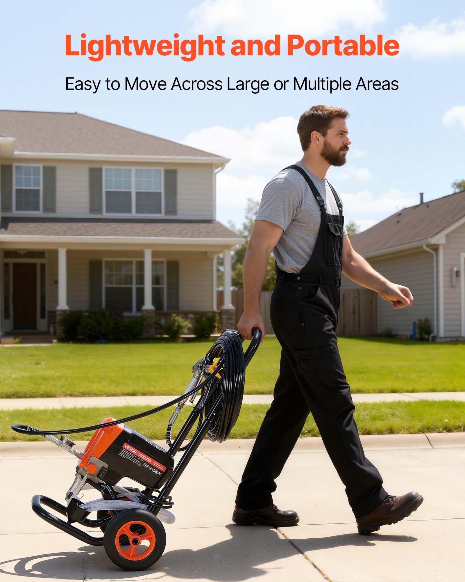 Stand Airless Paint Sprayer, 950W, 3300PSI High Pressure Airless Sprayer with Cart, Cleaning Brush, Hose, Extension Rod, Nozzles, Electric Spray Paint Machine for Interior or Exterior of House - Image 7