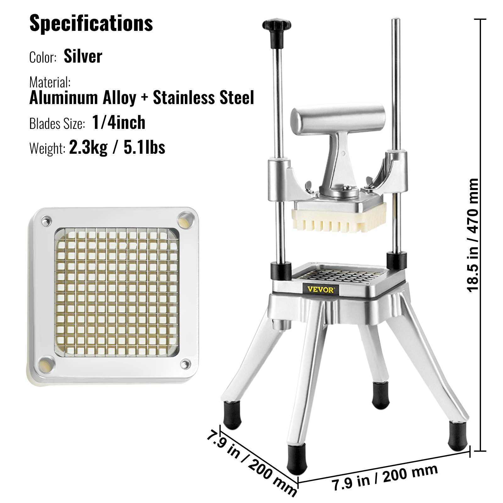 Commercial Vegetable Fruit Chopper 1/4
