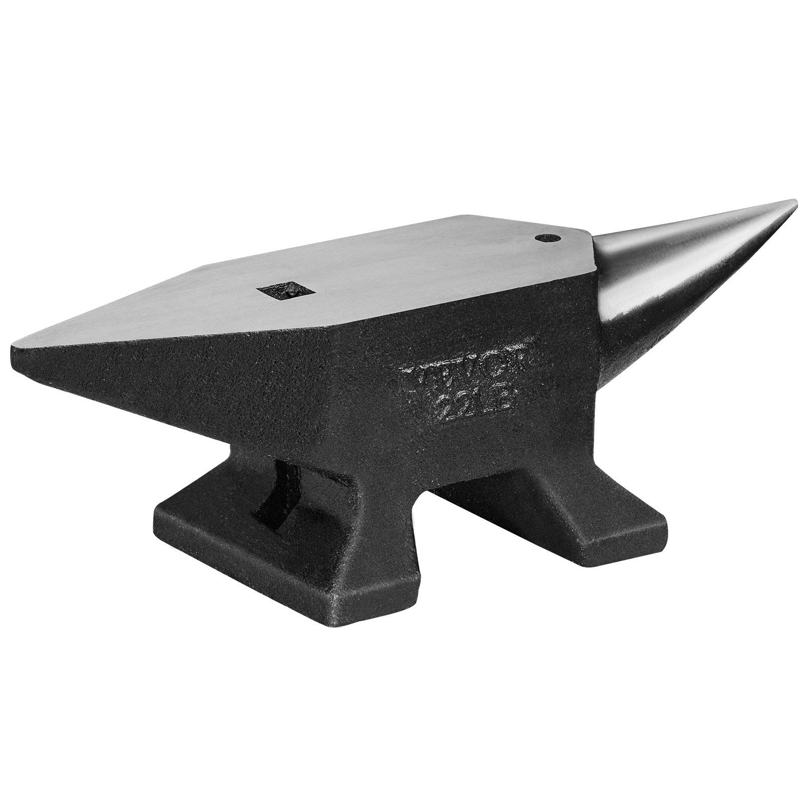 Single Horn Anvil, 22Lbs Cast Steel Anvil, High Hardness Rugged Round Horn Anvil Blacksmith, Large Countertop and Stable Base, with Round and Square Hole, Metalsmith Tool for Bending and Shaping - Image 1