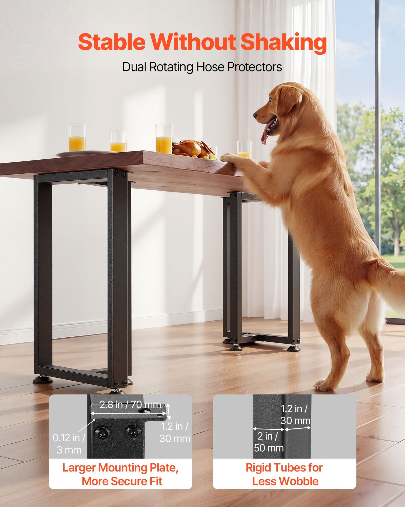 Table Legs, 740 x 450 mm (H x W) Square T Shape Steel Furniture Legs, Modular Design, Easy Assembly, 1000 kg Max Load Heavy Duty, for Home Office Desk, Dinner Table, Workbench, Set of 2, Black - Image 3