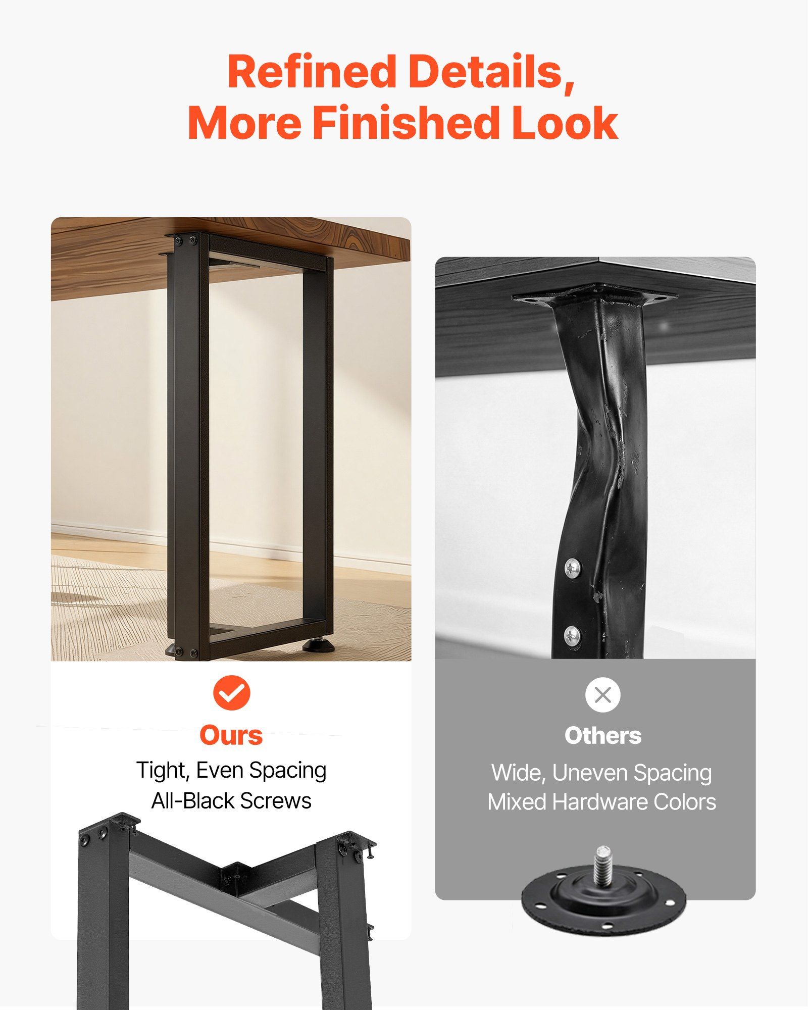 Table Legs, 740 x 450 mm (H x W) Square T Shape Steel Furniture Legs, Modular Design, Easy Assembly, 1000 kg Max Load Heavy Duty, for Home Office Desk, Dinner Table, Workbench, Set of 2, Black - Image 4