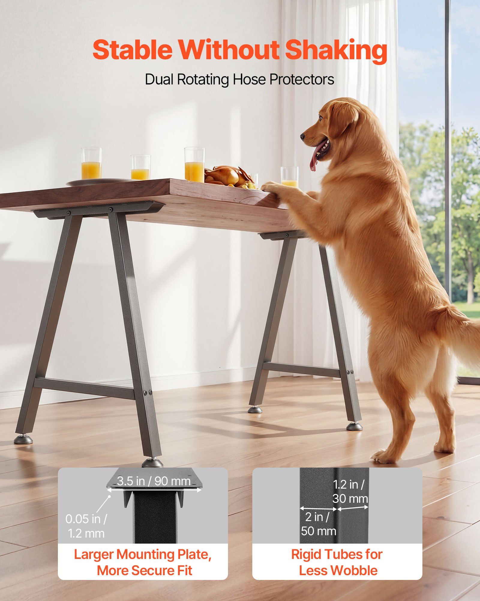 Table Legs, 740 x 550 mm (H x W) Trapezoid Steel Furniture Legs, Modular Design, Easy Assembly, 1000 kg Max Load Heavy Duty, for Home Office Desk, Coffee Dinner Bar Tables,Set of 2, Black - Image 3