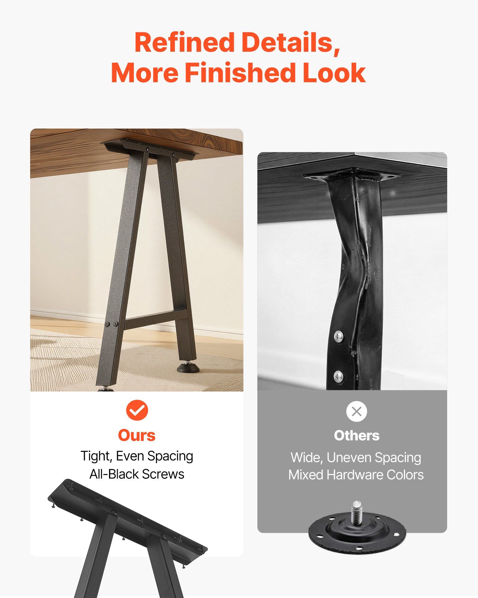 Table Legs, 740 x 550 mm (H x W) Trapezoid Steel Furniture Legs, Modular Design, Easy Assembly, 1000 kg Max Load Heavy Duty, for Home Office Desk, Coffee Dinner Bar Tables,Set of 2, Black - Image 4