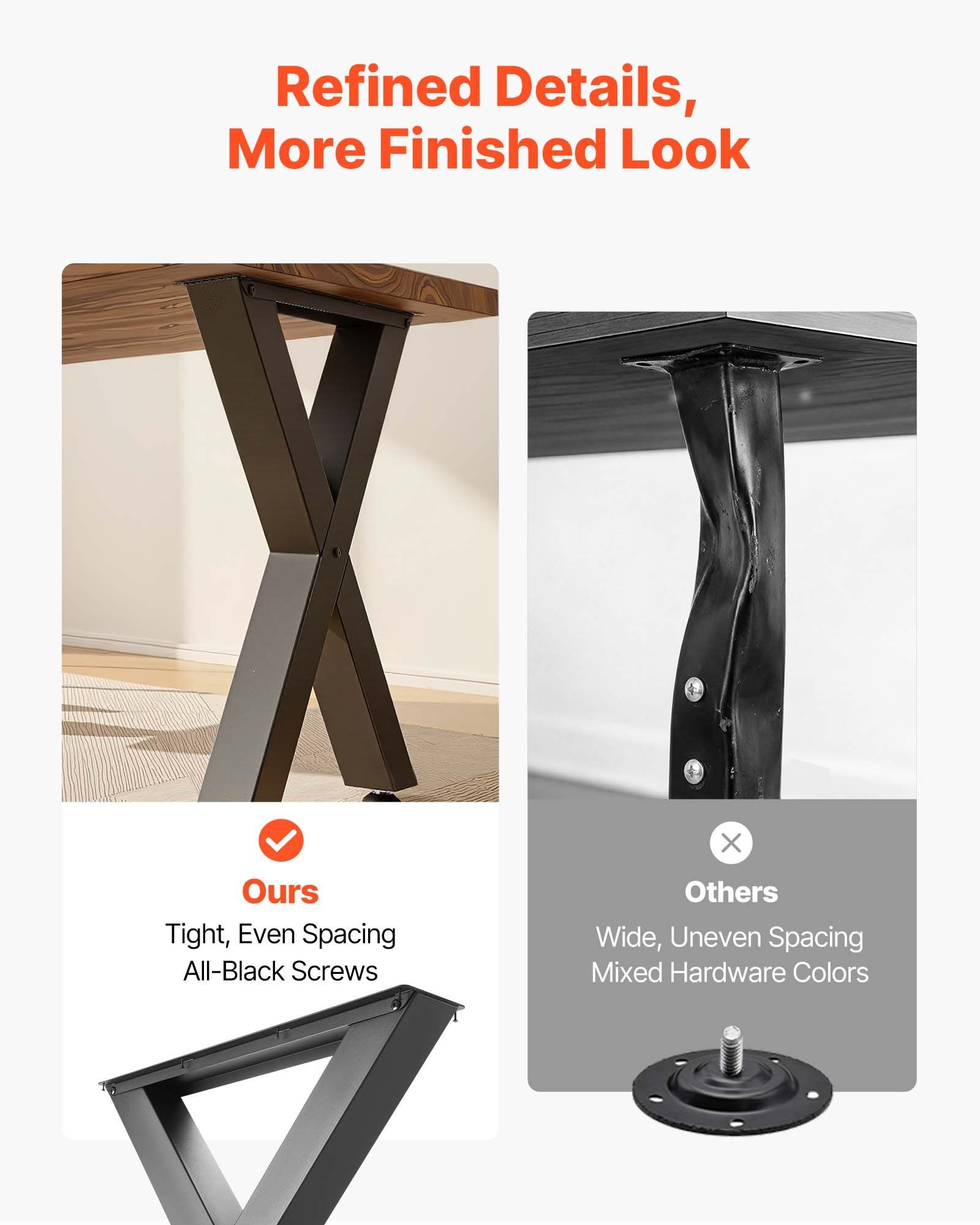 Table Legs, 750 x 600 mm (H x W) Steel Furniture Legs, Modular Design, Easy Assembly, 1000 kg Max Load Heavy Duty, for Home Office Desk, Coffee Dinner Bar Tables, Workbench,2 PCS, X Frame, Black - Image 4