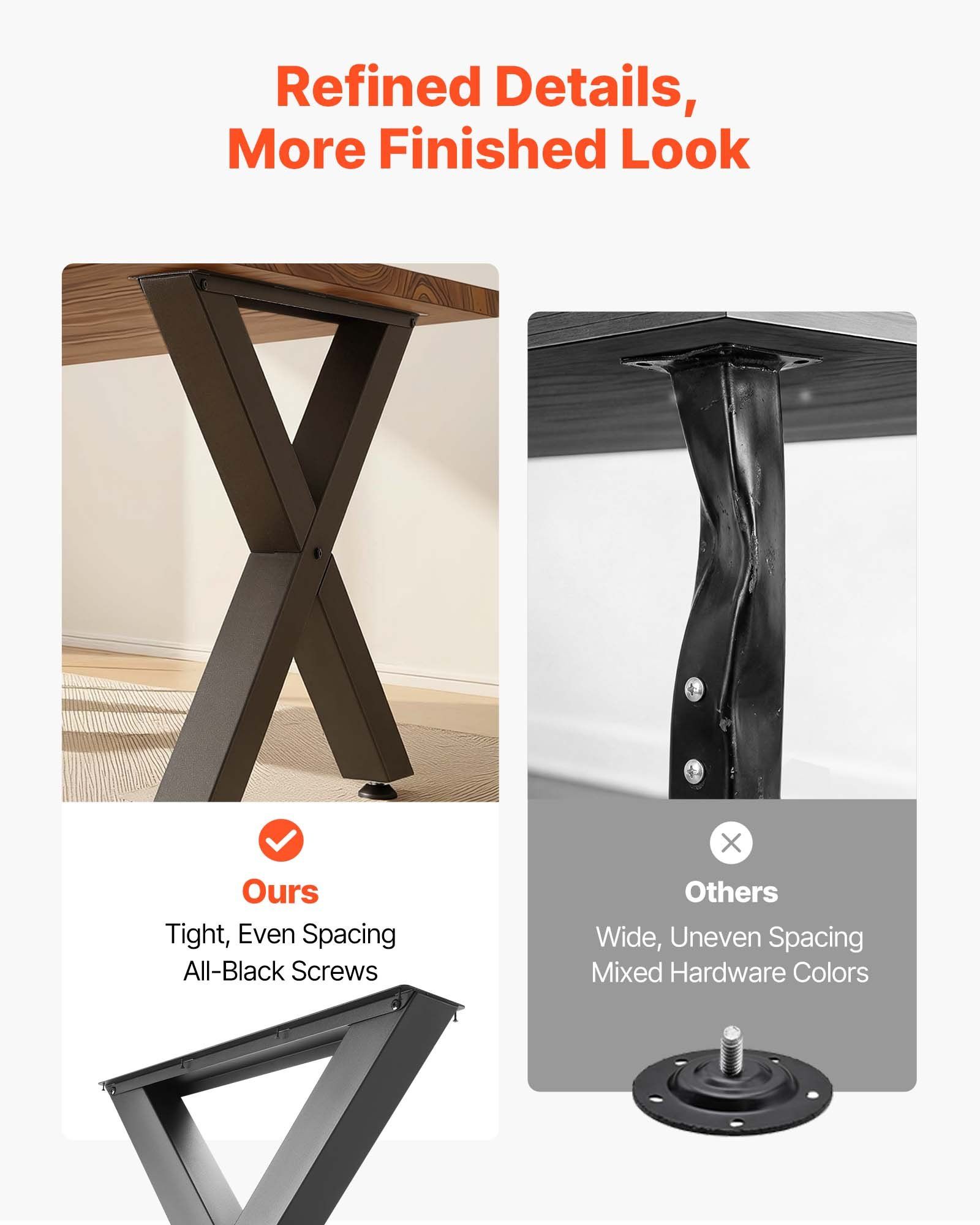Table Legs, 750 x 760 mm (HxW) W Steel Furniture Legs, Modular Design, Easy Assembly, 1000 kg Max Load Heavy Duty, for Home Office Desk, Coffee Dinner Bar Tables, Workbench,2 PCS, X Frame, Black - Image 4