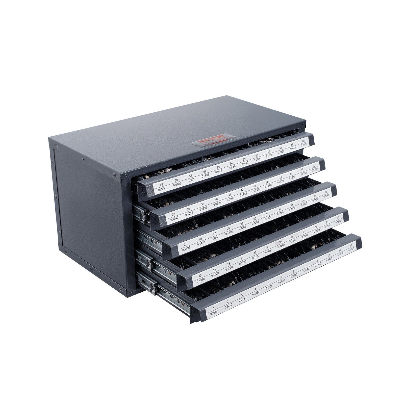 Drill Bit Dispenser Cabinet, Five-Drawer Drill Bit Organizer Cabinet for #1 to #60 Steel Drill Dispenser Organizer Cabinet with Labels, Stackable Drill Dispenser for Drill Bit Storage - Image 1