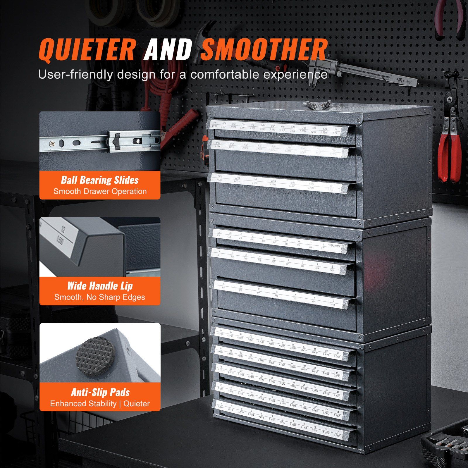 Drill Bit Dispenser Cabinet, Five-Drawer Drill Bit Organizer Cabinet for #1 to #60 Steel Drill Dispenser Organizer Cabinet with Labels, Stackable Drill Dispenser for Drill Bit Storage - Image 5