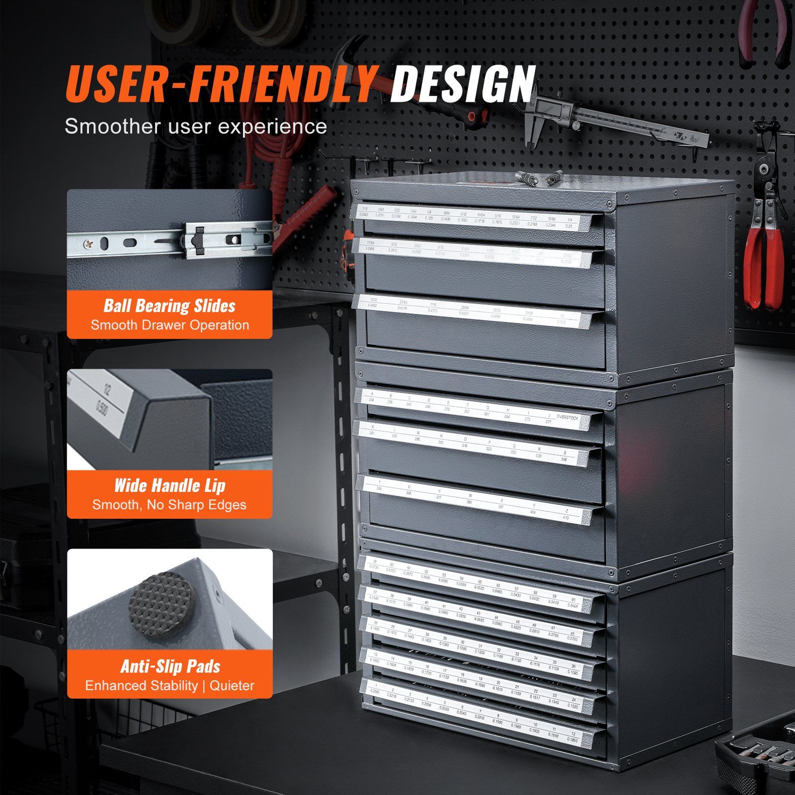 Drill Bit Dispenser Cabinet, 3 Pieces Three-Drawer for 1/16