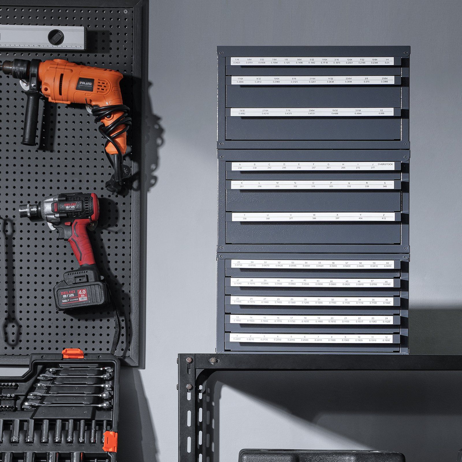 Drill Bit Dispenser Cabinet, 3 Pieces Three-Drawer for 1/16