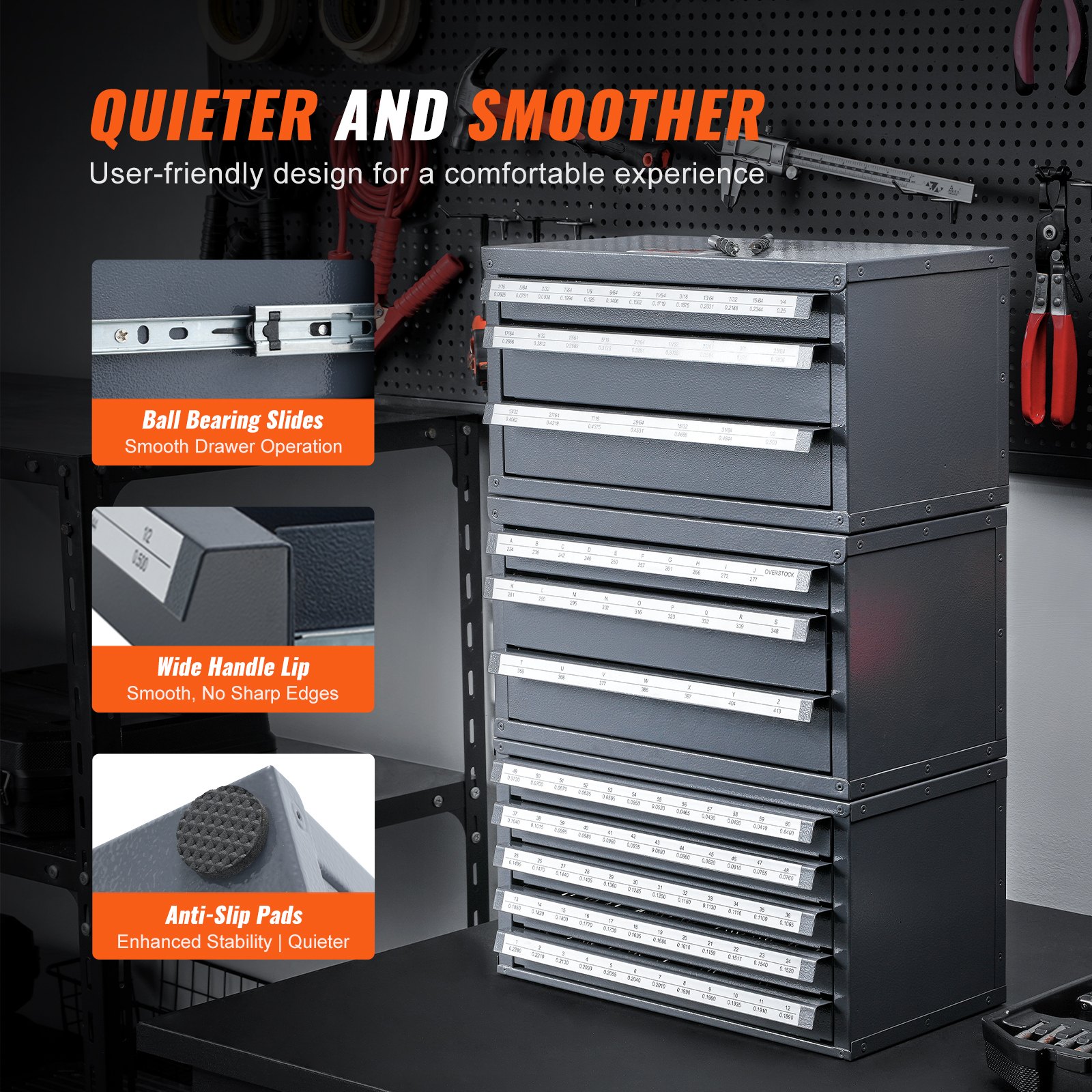 Drill Bit Dispenser Cabinet, Three-Drawer Drill Bit Organizer Cabinet for 1/16