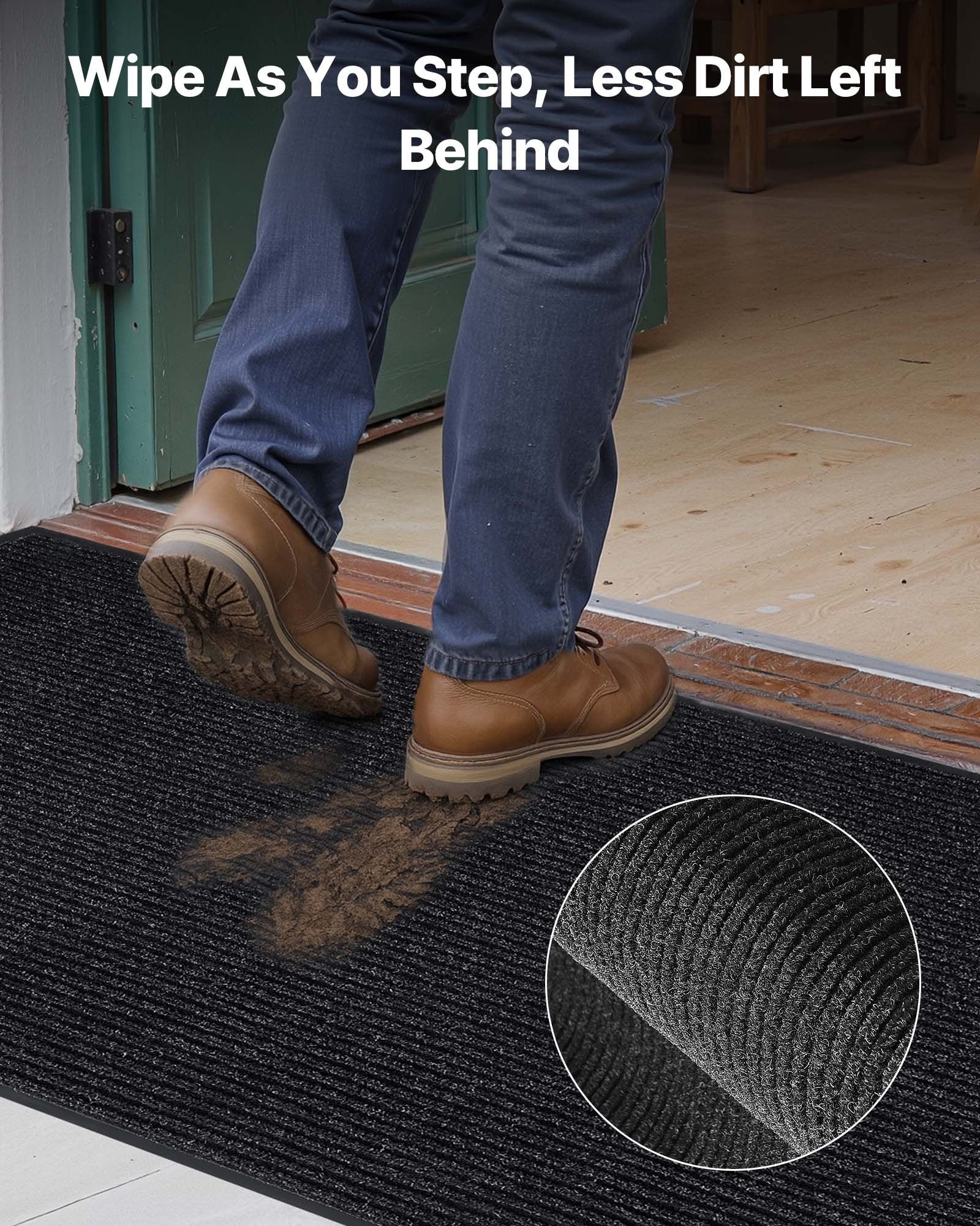 Front Door Mat, 1829 x 1219 mm Commercial Floor Mat for Indoor and Outdoor, Stylish Striped Industrial Carpet with PVC Backing, Heavy Duty Washable Entry Rug for Hallway, Balcony, Garage, Grey - Image 5