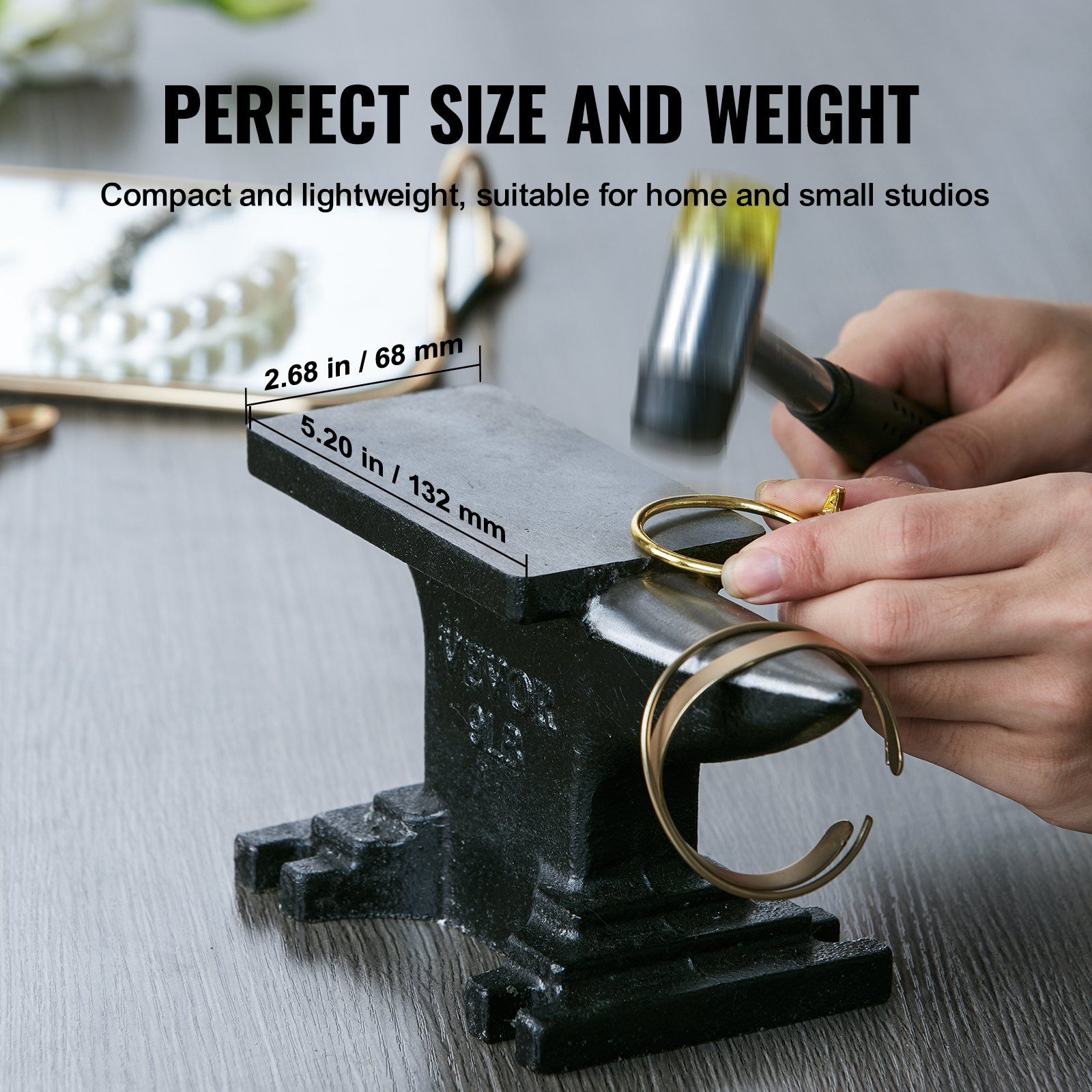 Single Horn Anvil, 8.8Lbs Cast Steel Anvil, High Hardness Rugged Round Horn Anvil Blacksmith, Compact Design and Stable Base, Forge Tools and Equipment, Metalsmith Tool for Bending and Shaping - Image 5