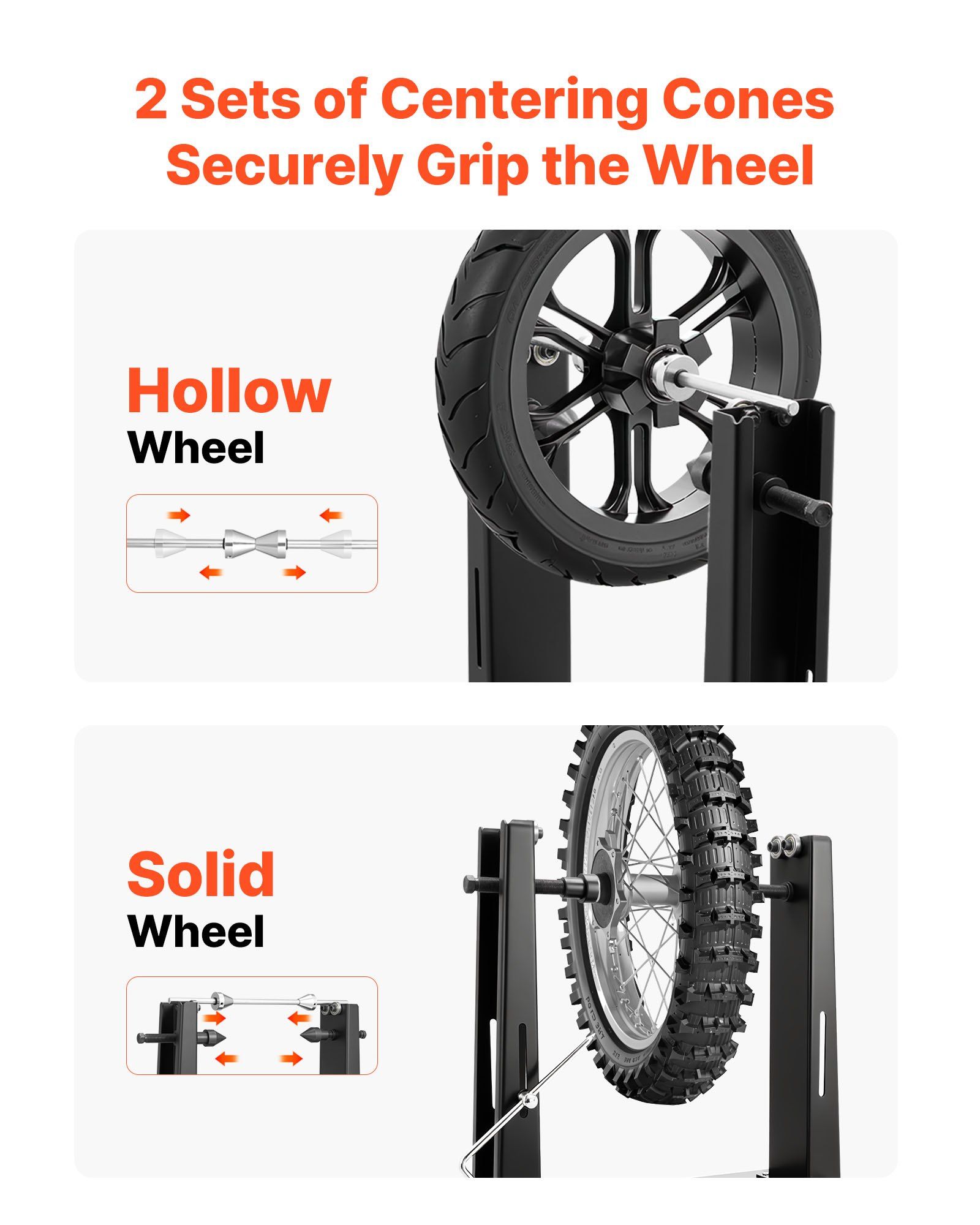 Motorcycle Wheel Balancer, 40 kg Capacity, Tire Balancer & Truing Stand with Adjustable Centering Cones and Truing Pointer, Balancing Tools for Most Motorcycles & Bicycles, 889 mm Wheel Dia - Image 4