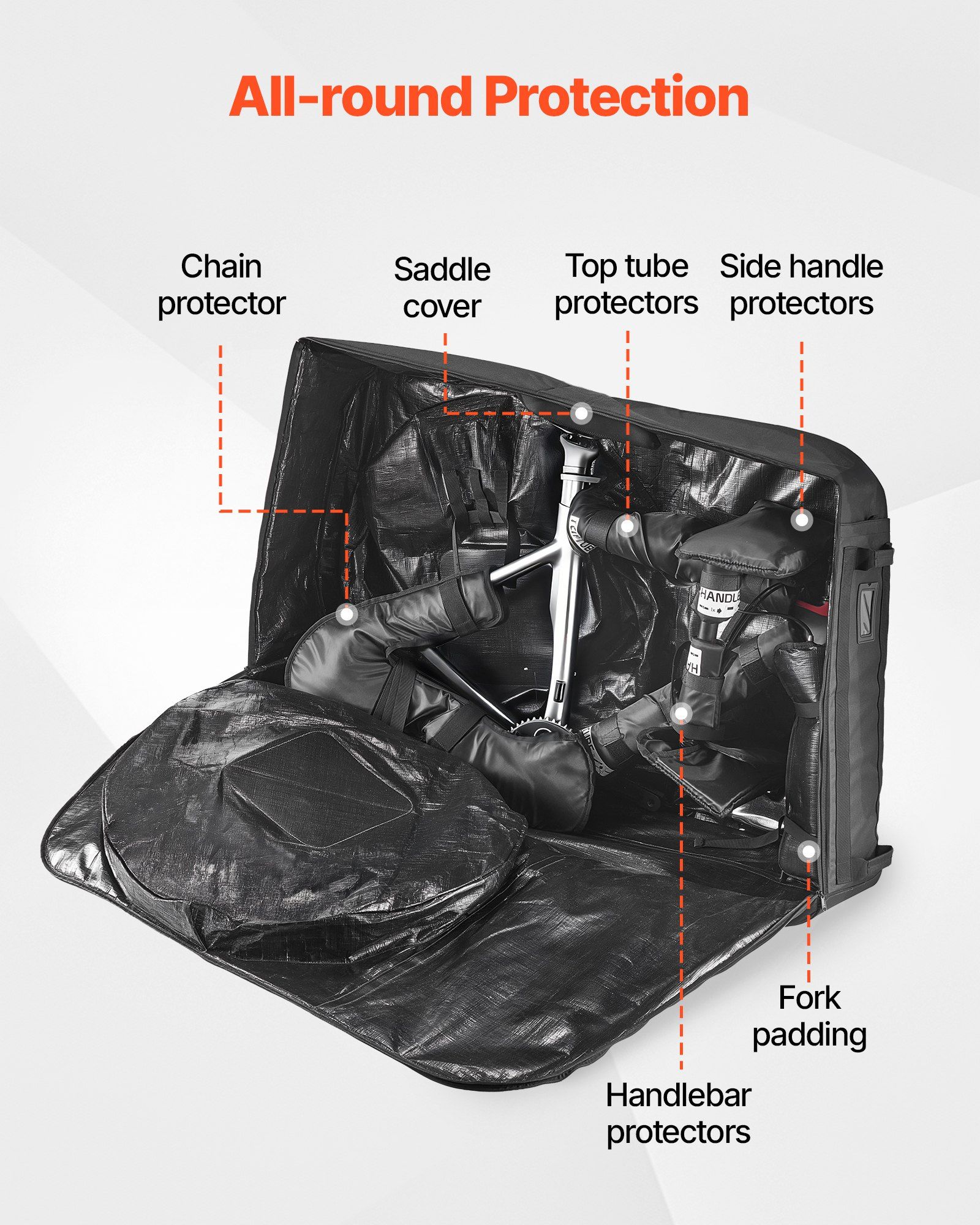 Bike Travel Bag, Transport Universal Bicycle Storage Case Bag with TSA Lock, Support Plates, Protection and Fork Mount Stabilisation, Bicycle Case Max. Wheelbase 130 cm for Airplane, Outdoor Use - Image 3