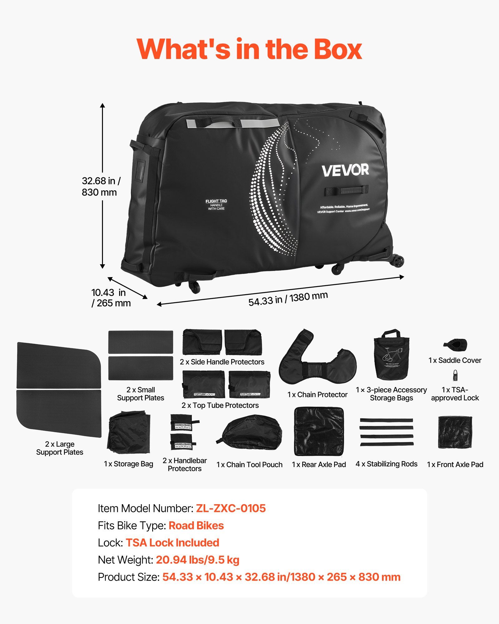 Bike Travel Bag, Transport Universal Bicycle Storage Case Bag with TSA Lock, Support Plates, Protection and Fork Mount Stabilisation, Bicycle Case Max. Wheelbase 130 cm for Airplane, Outdoor Use - Image 7