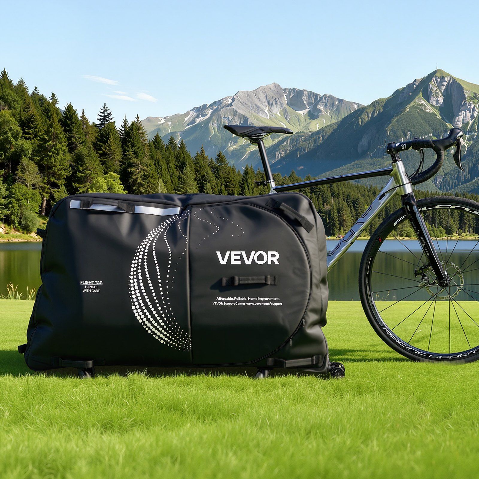 Bike Travel Bag, Transport Universal Bicycle Storage Case Bag with TSA Lock, Support Plates, Protection and Fork Mount Stabilisation, Bicycle Case Max. Wheelbase 130 cm for Airplane, Outdoor Use - Image 8