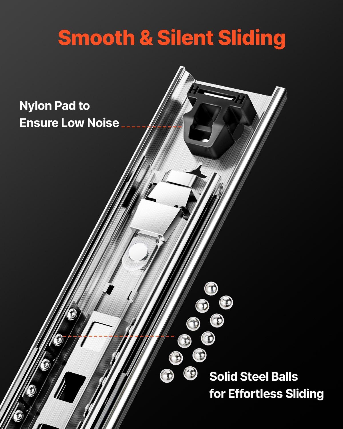 1 Pair Full Extension Drawer Slides 16 18 20 24 30 35 38 59 32 36 40 48 60 in, 250 lbs Load Capacity Locking Drawer Slides, Ball Bearing with Lock Side Mount Drawer Slide Rail - Image 4